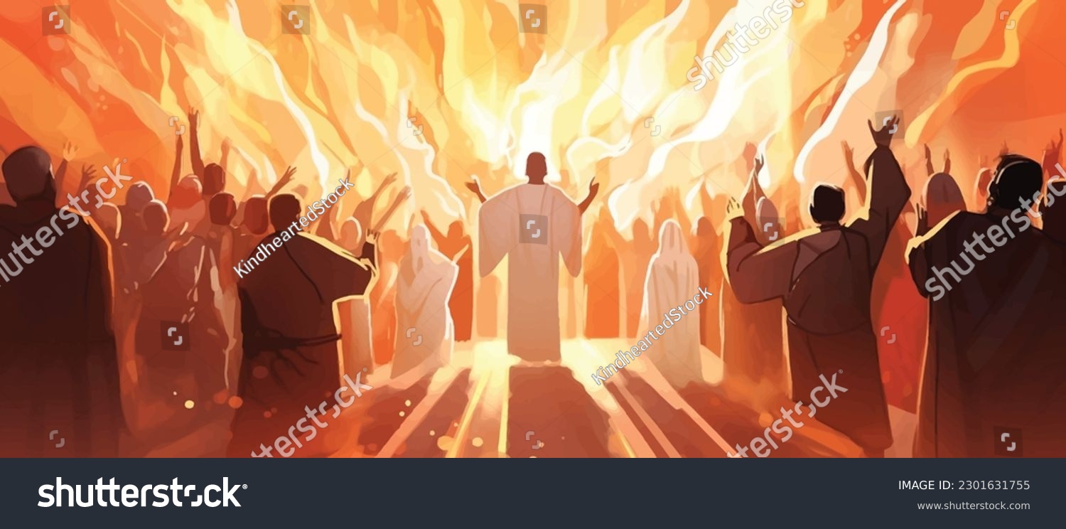 Biblical vector illustration series, Pentecost - Royalty Free Stock ...