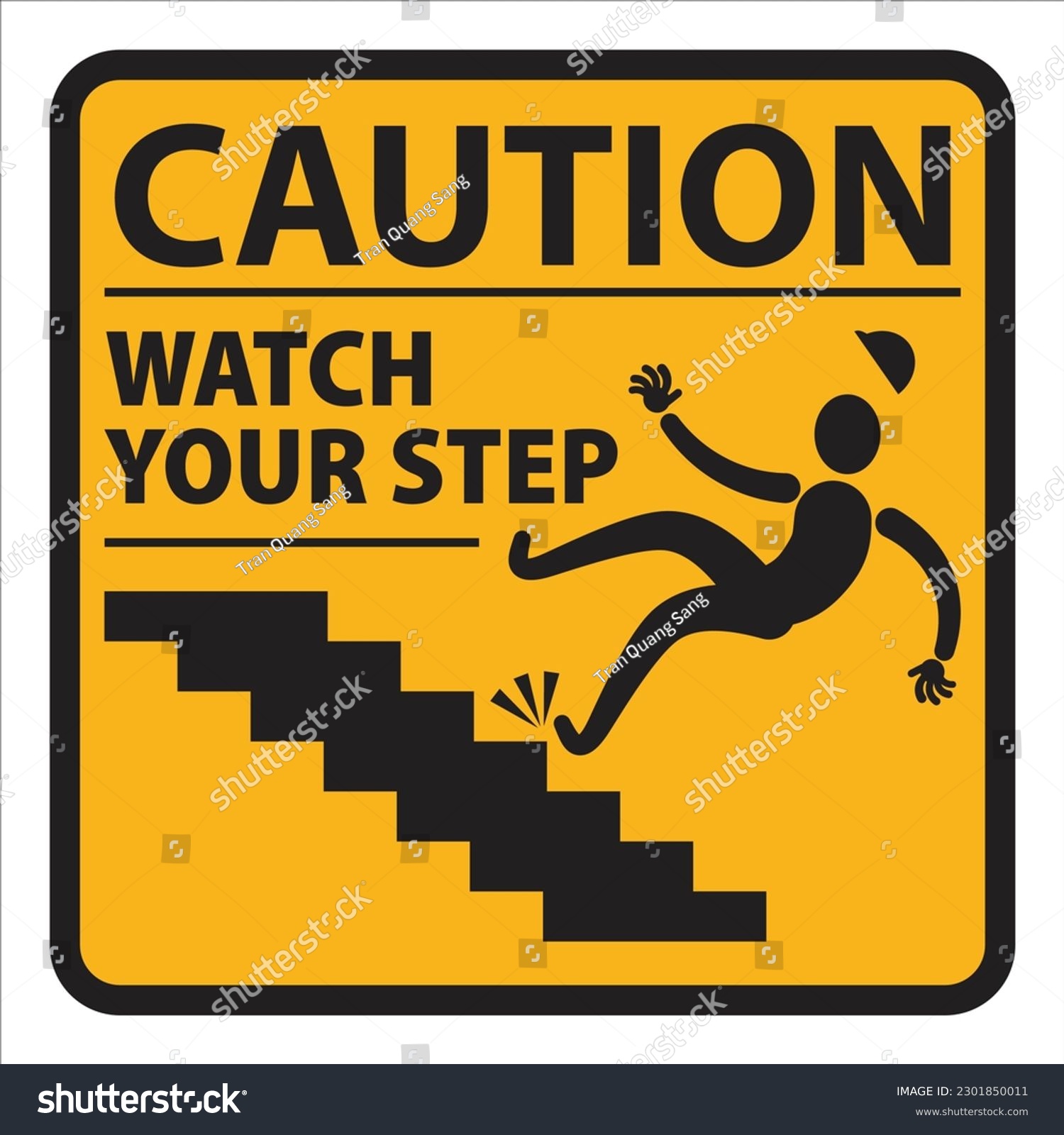 Caution Symbol Watch Your Steps Sign Vector Royalty Free Stock