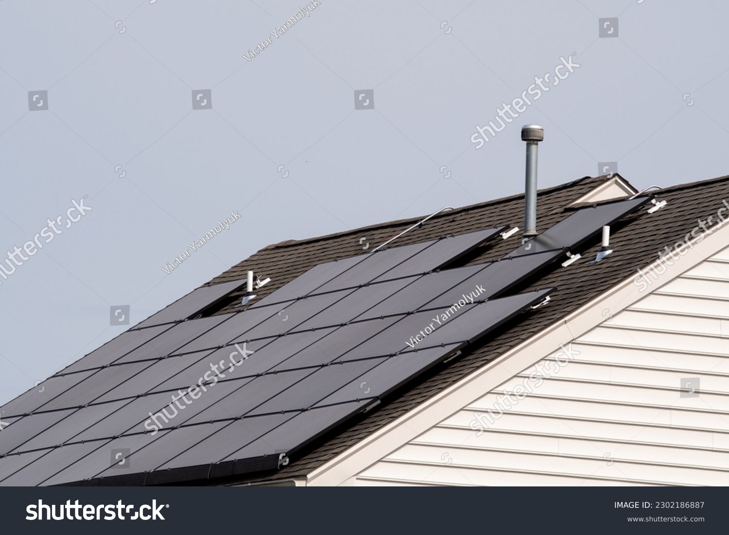 solar system on a roof own home energy new clean saving eco #2302186887