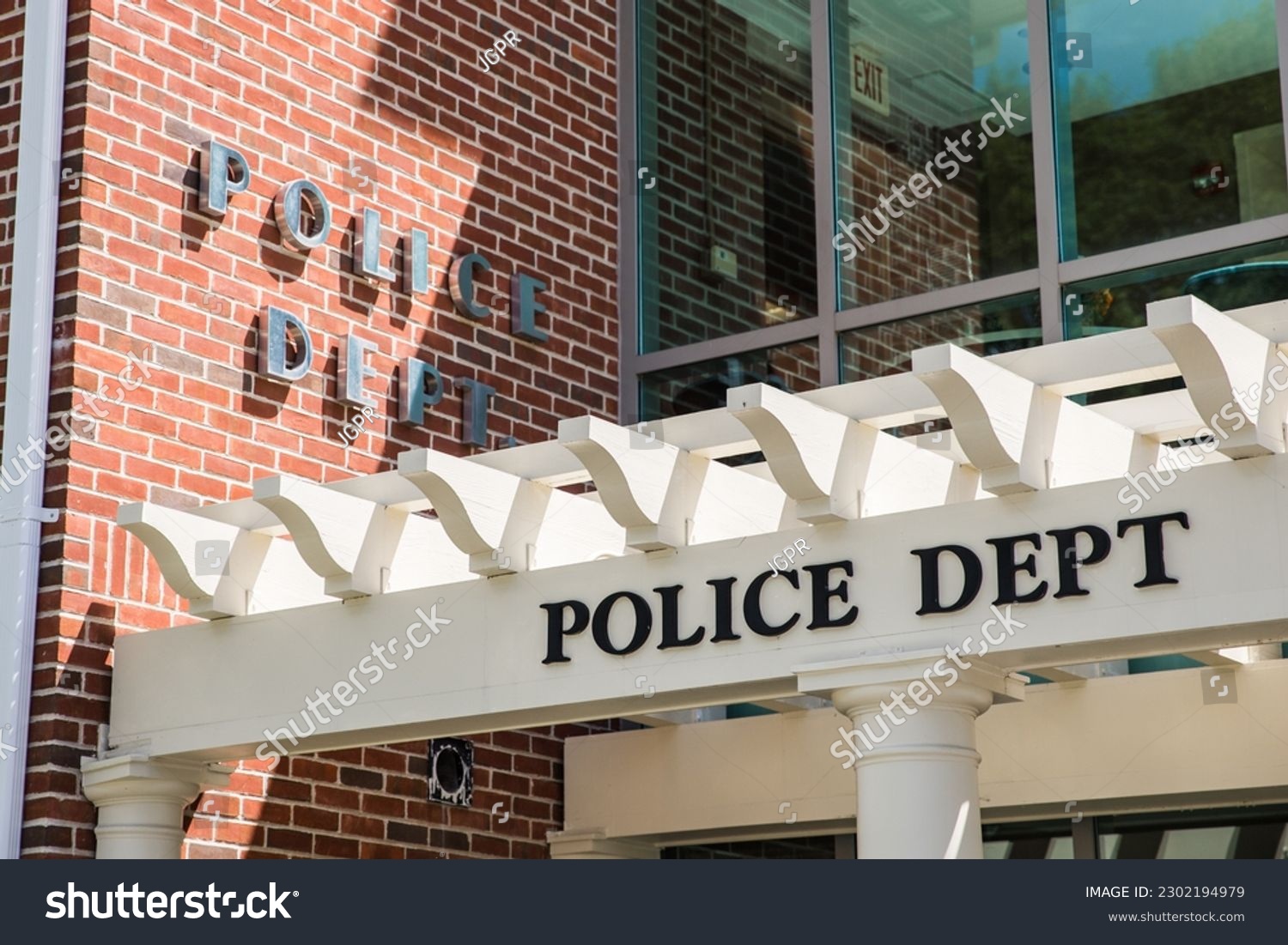 Police department sign at police station #2302194979