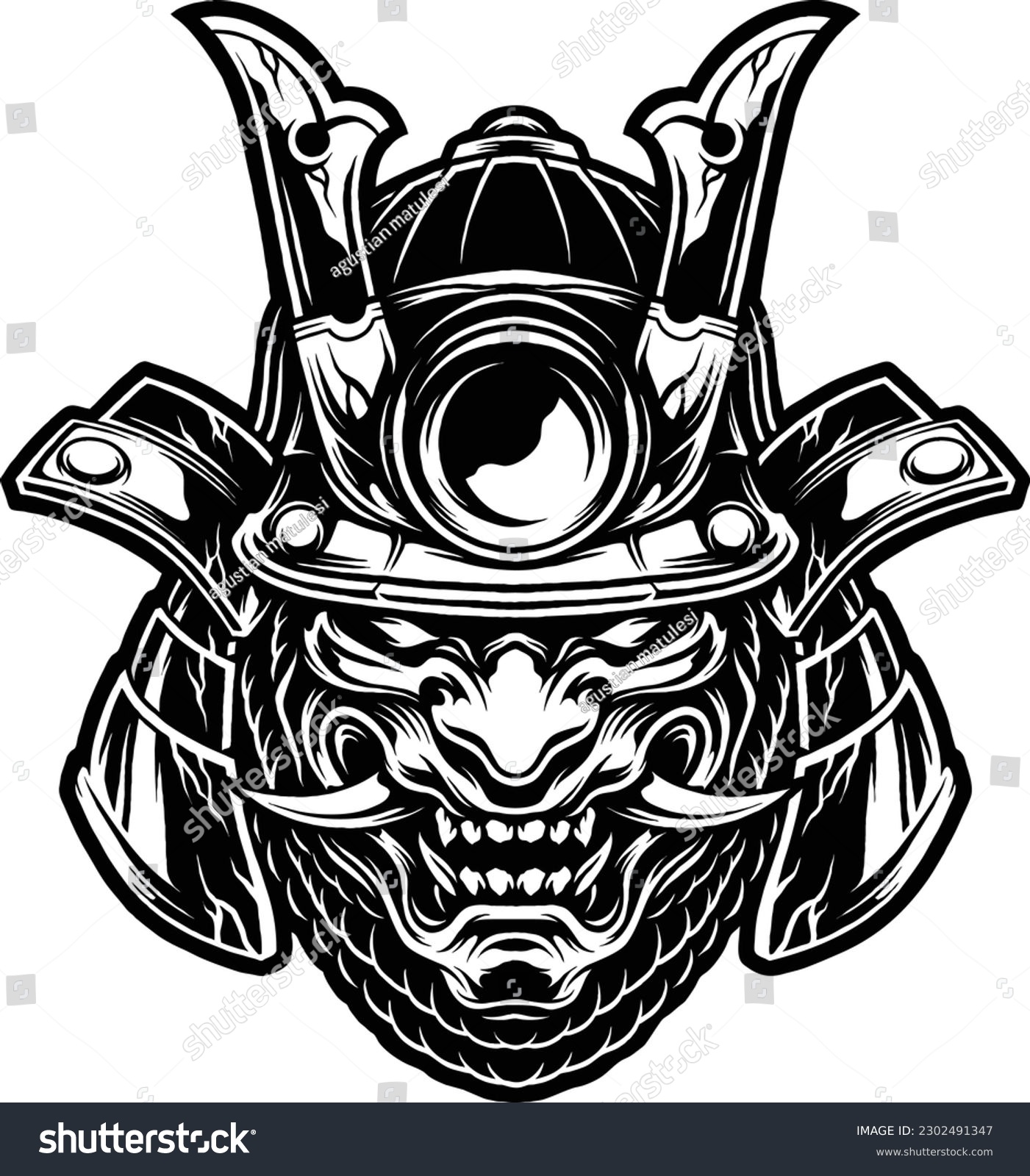 SAMURAI HEAD VECTOR IMAGE DESIGN ILLUSTRATION - Royalty Free Stock ...