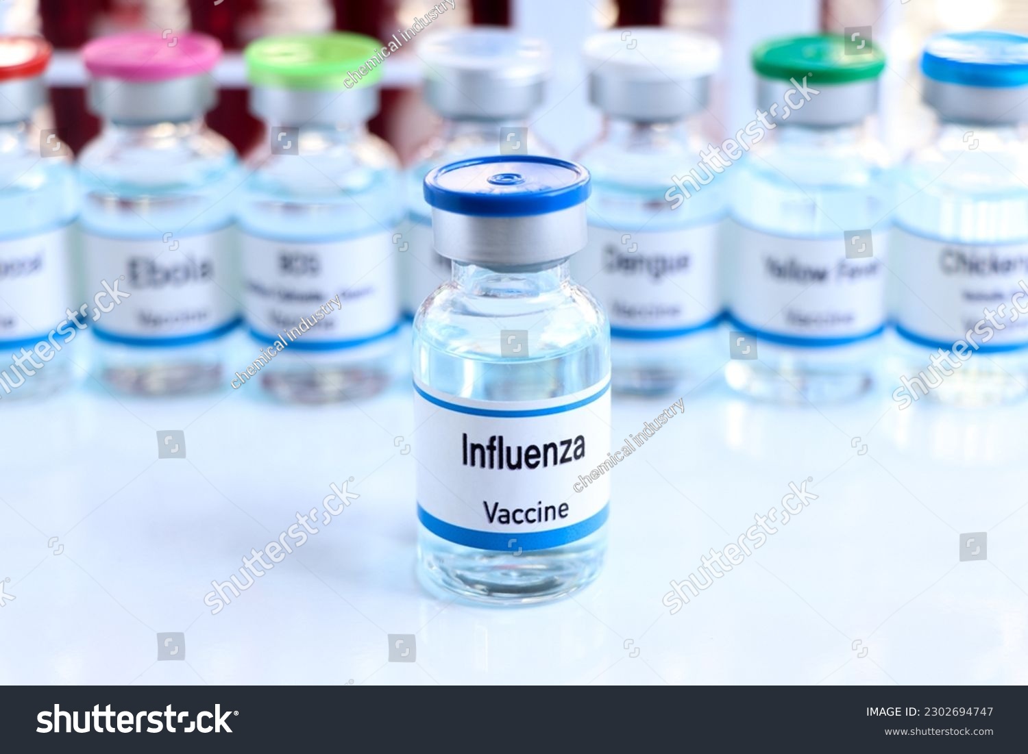 Influenza vaccine in a vial, immunization and treatment of infection, vaccine used for disease prevention #2302694747