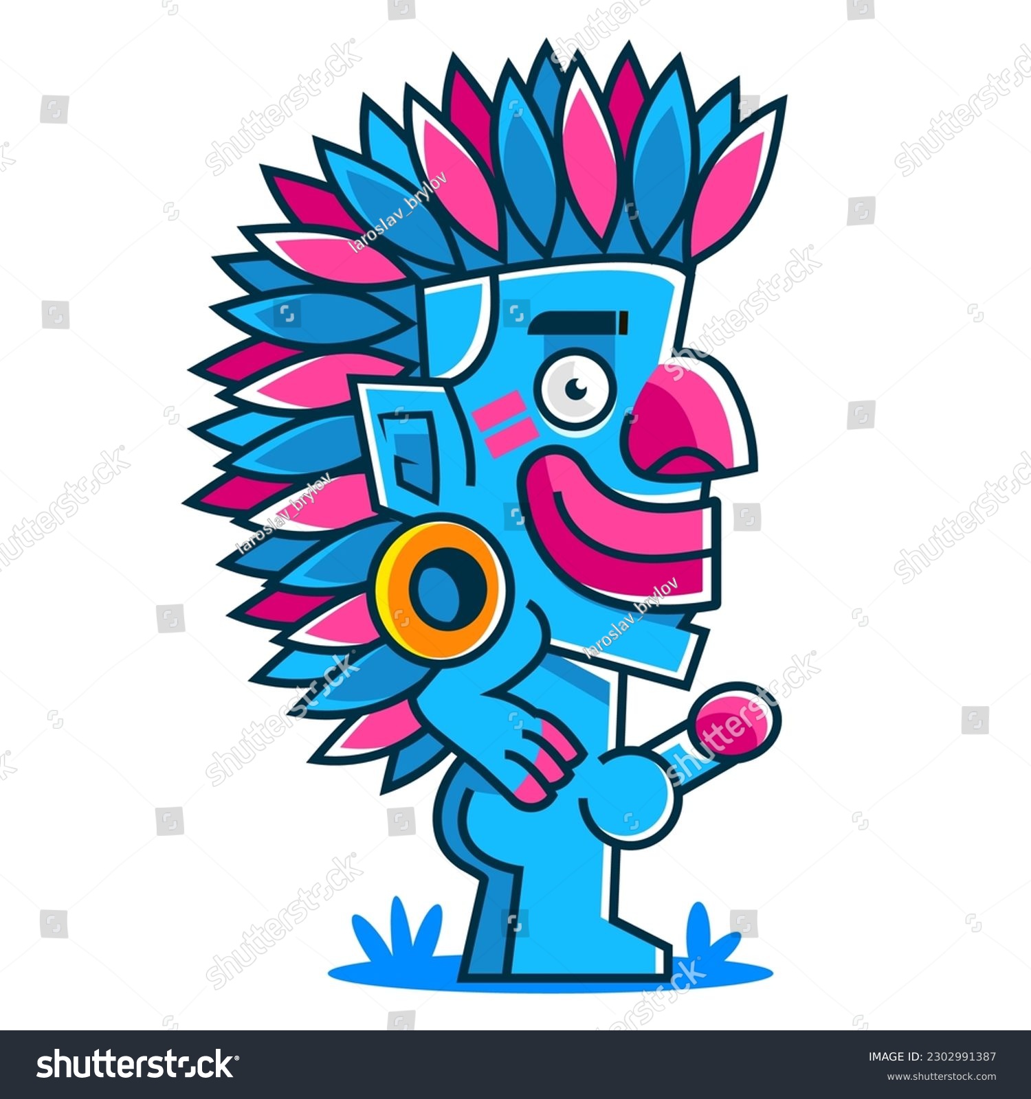 The comic caricature. Funny African Papuan. - Royalty Free Stock Vector ...