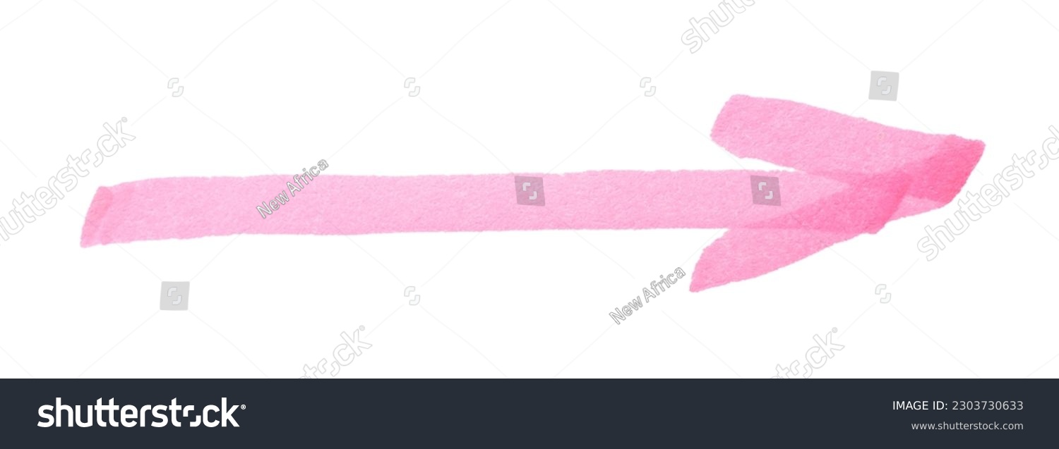 Arrow drawn with pink marker on white background, top view #2303730633