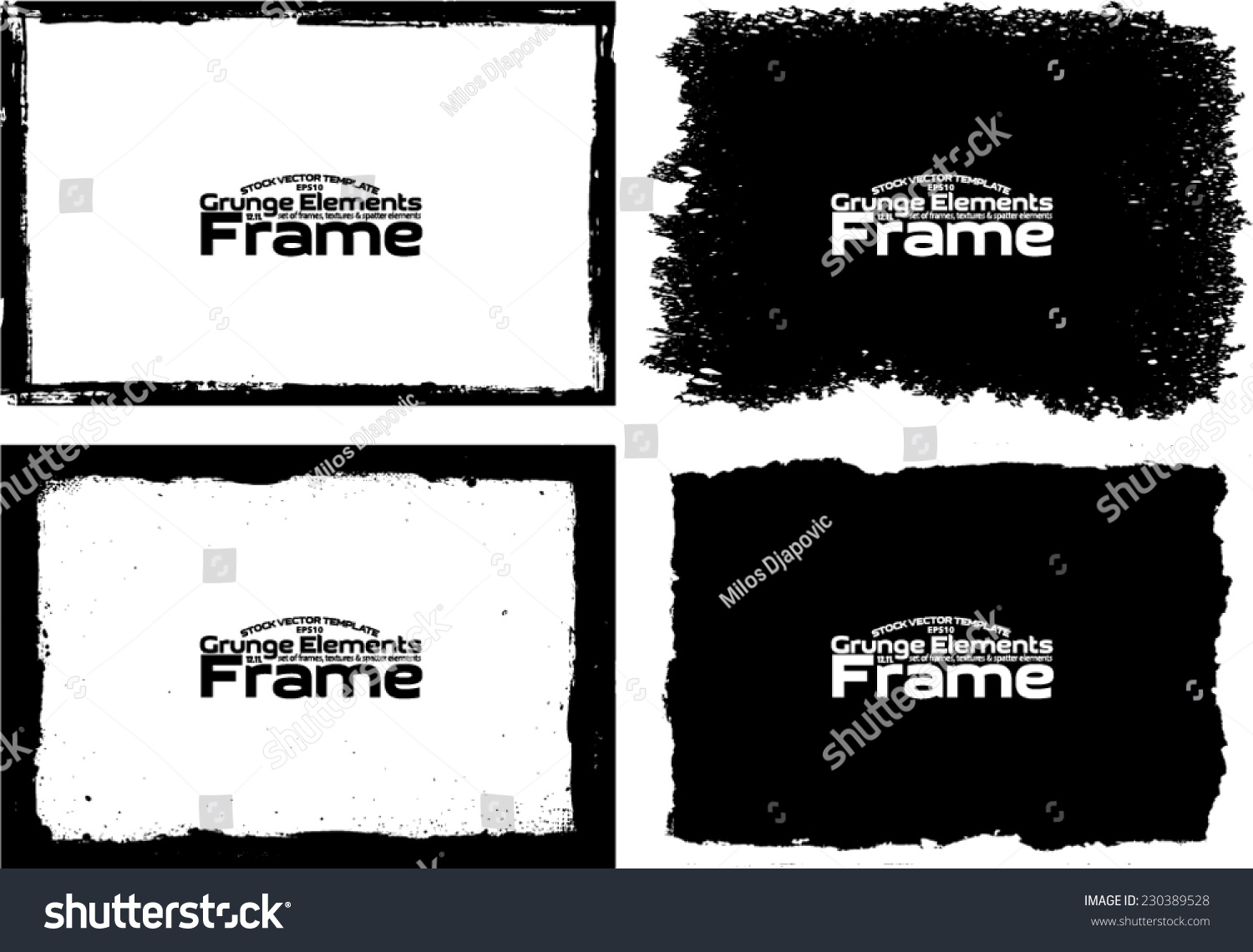 Grunge frame set texture - Abstract design template. Stock vector set - easy to use #230389528