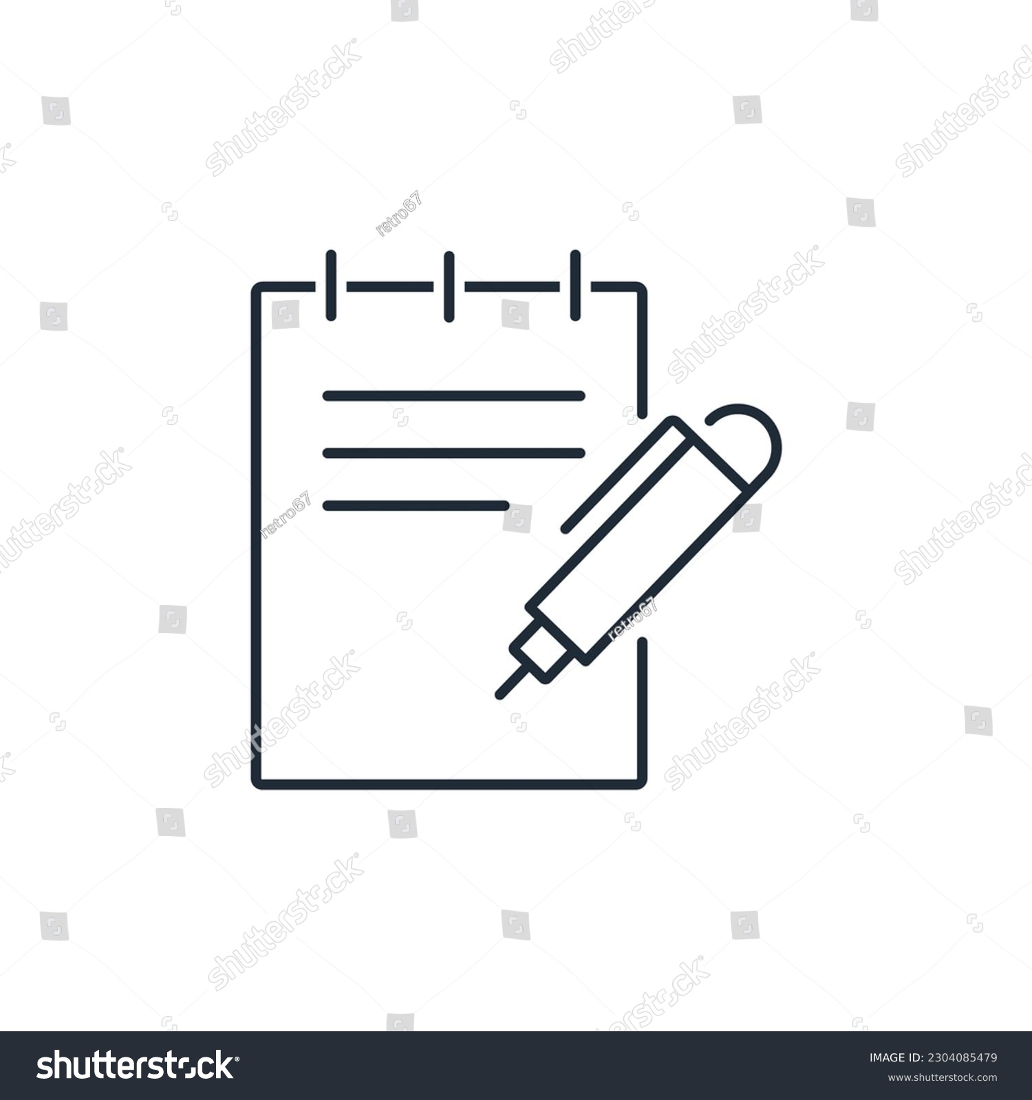Official document. Declaration of intent. Vector linear icon isolated on white background. #2304085479