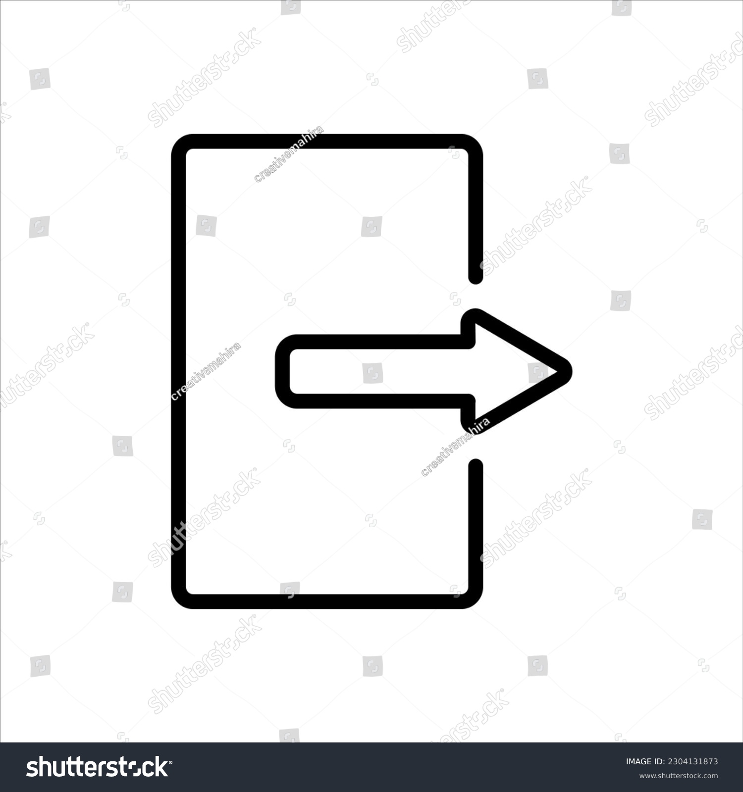 Vector black icon for exit - Royalty Free Stock Vector 2304131873 ...