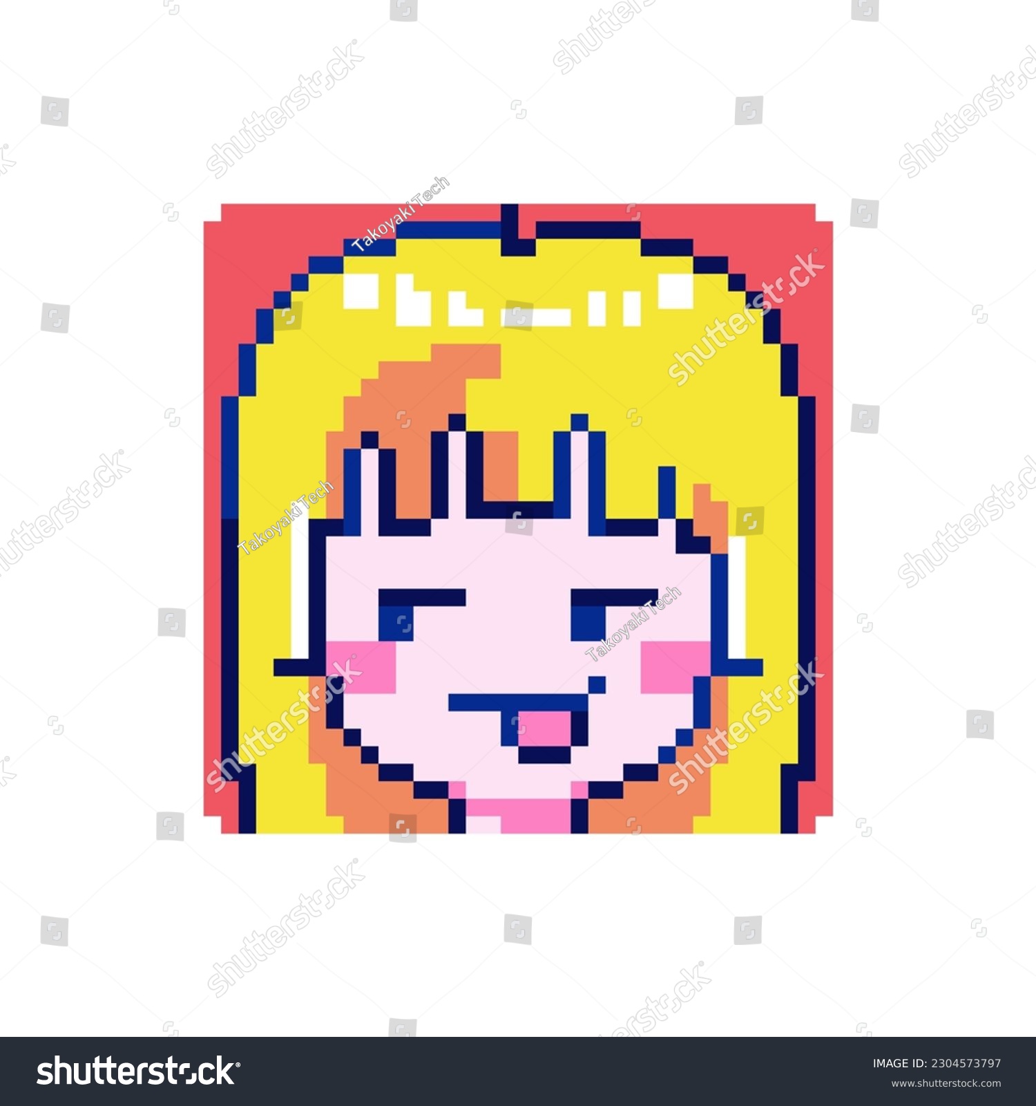 Cute Pixel Art Stuck Out Tongue Emote Icons. - Royalty Free Stock ...