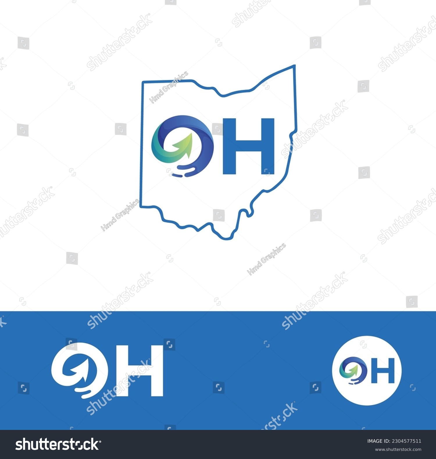 Ohio State Outline Map With A Trash Logo Concept - Royalty Free Stock 