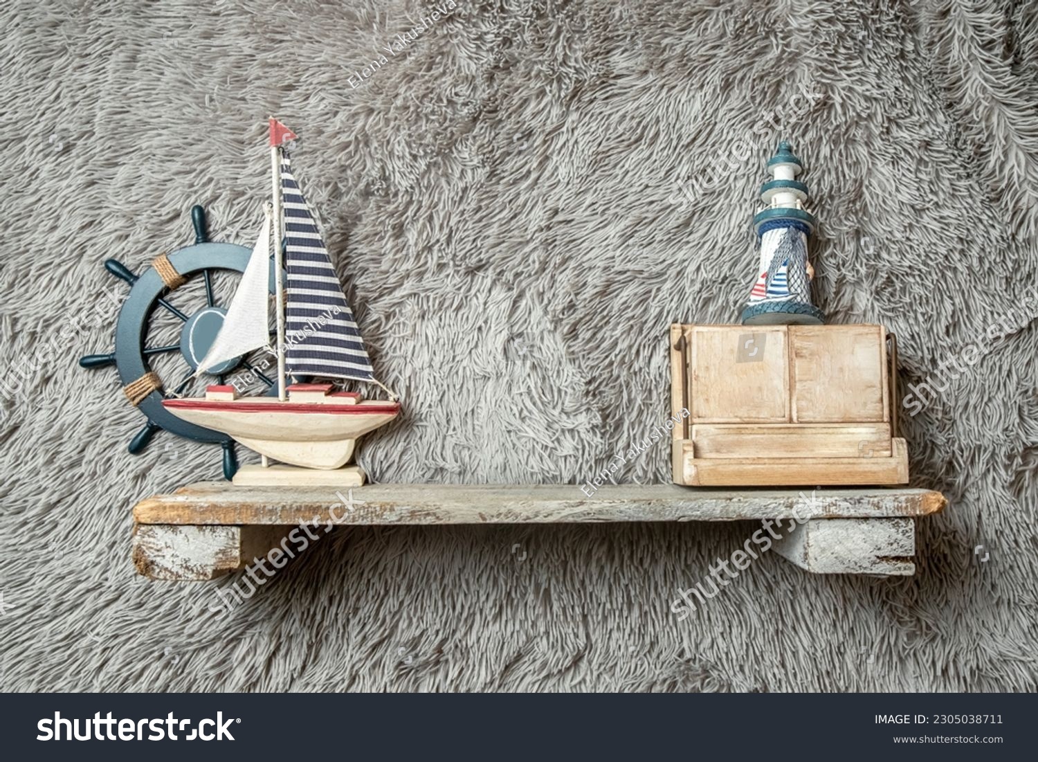 toys on a wooden shelf as digital backdrop or background for newborn baby photography, newborn photo setup and decorations. High quality photo #2305038711