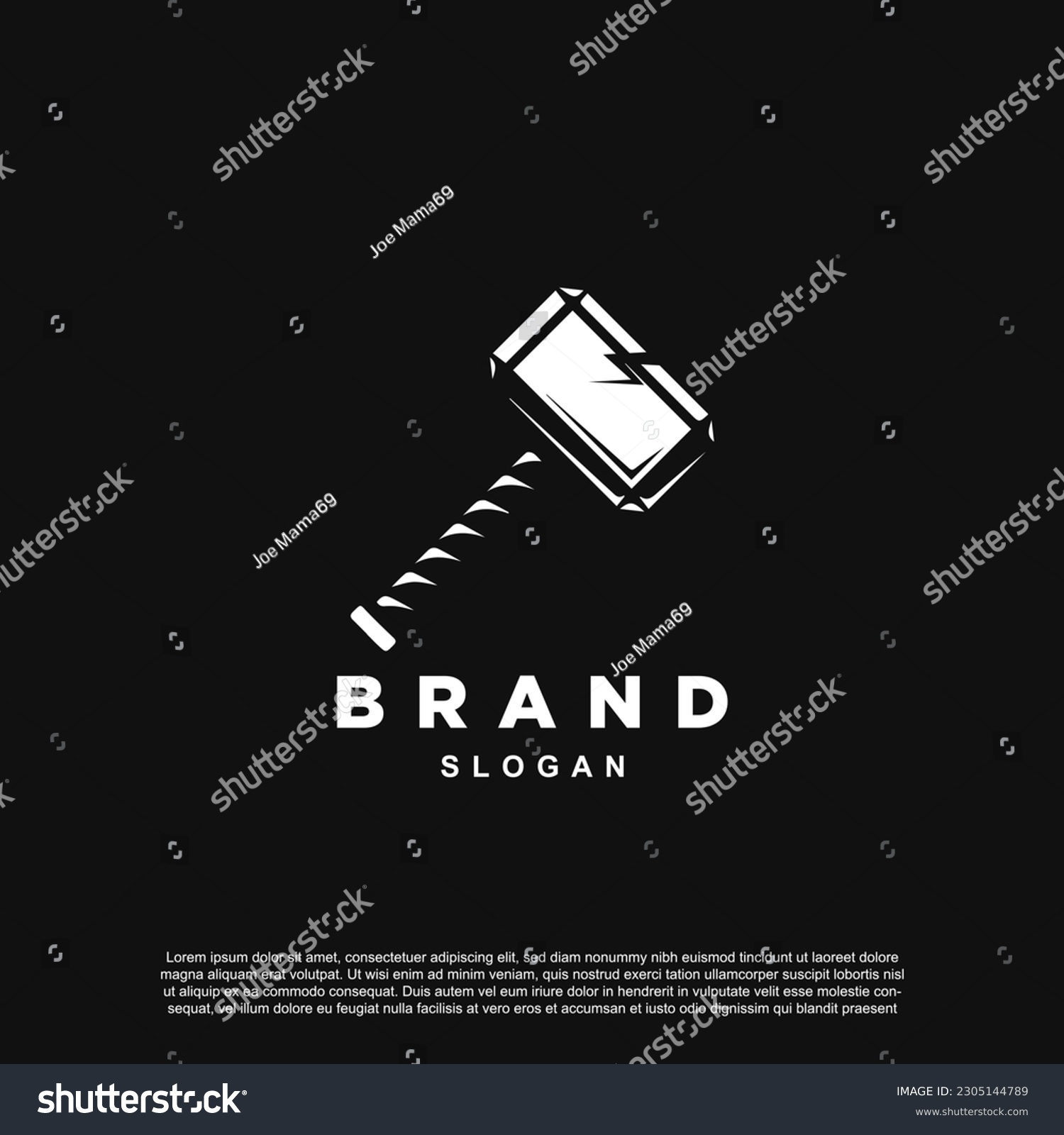 Thunder hammer Mjolnir logo design vector - Royalty Free Stock Vector ...