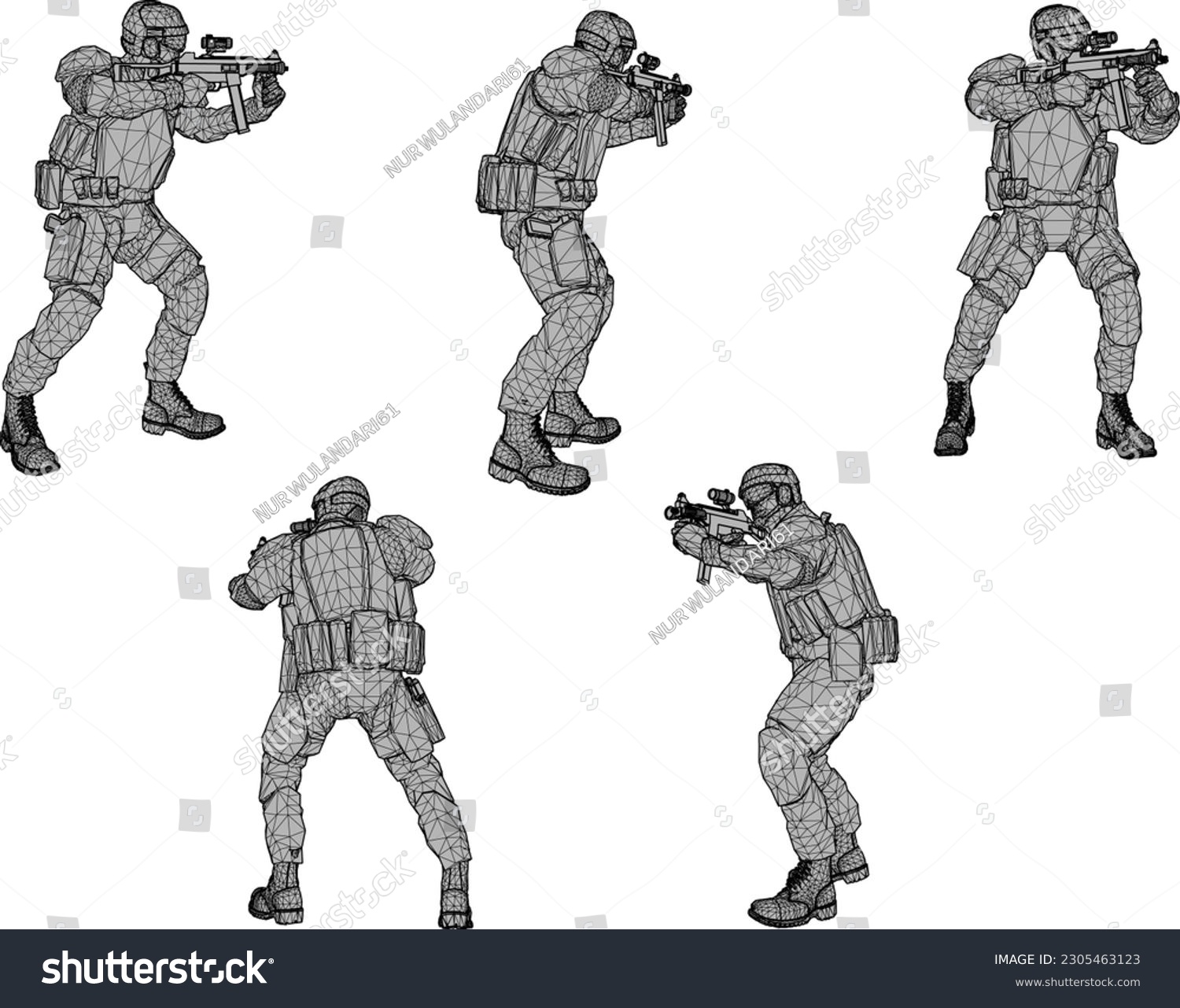 Green armed combat special forces cartoon - Royalty Free Stock Vector ...