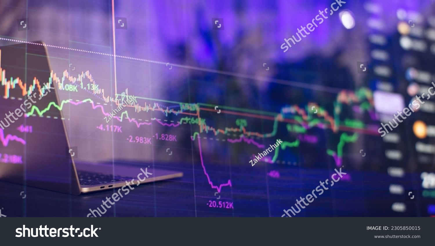 Stock market or forex trading graph and candlestick chart suitable for financial investment #2305850015