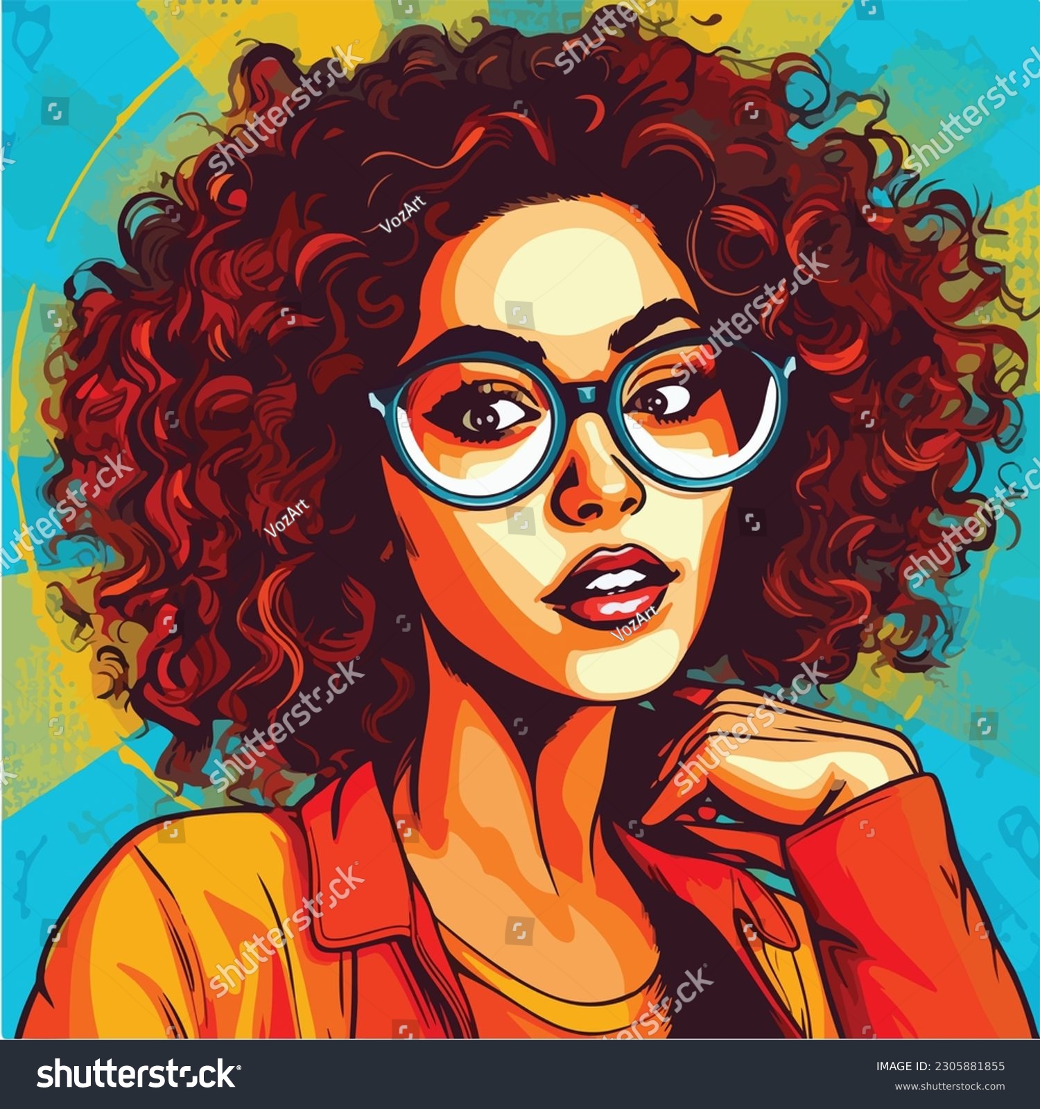 Black Girl Portrait Pop Art Vector Illustration Royalty Free Stock Vector 2305881855 3488