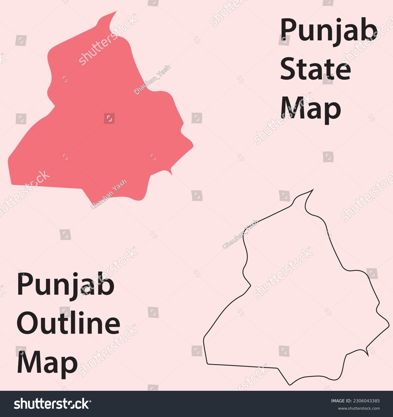 punjab state map of india - Royalty Free Stock Vector 2306043385 ...