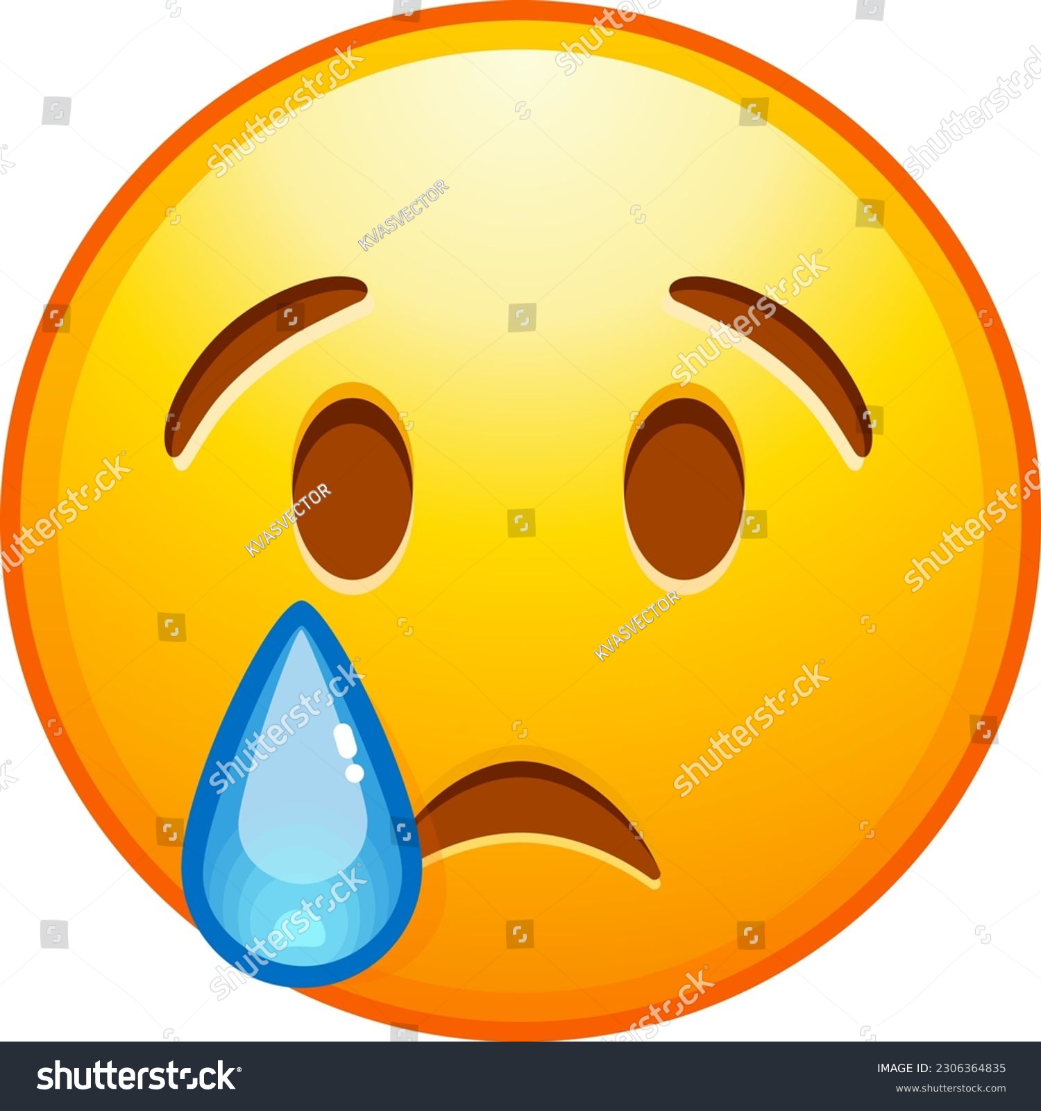 Crying emoji. Sad emoticon face with tear drop. - Royalty Free Stock ...