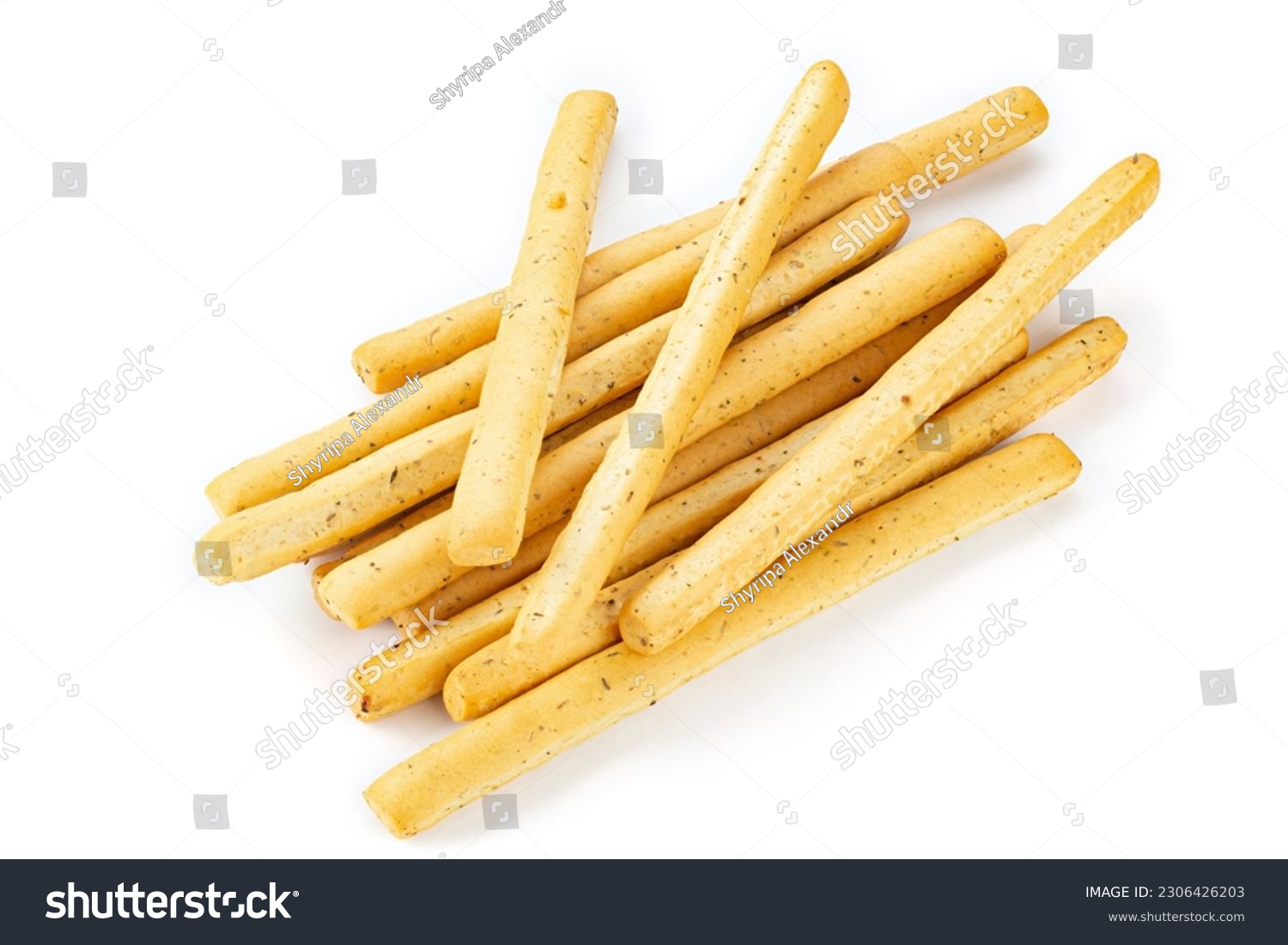 Grissini sticks. Traditional italian breadsticks isolated on white background. #2306426203