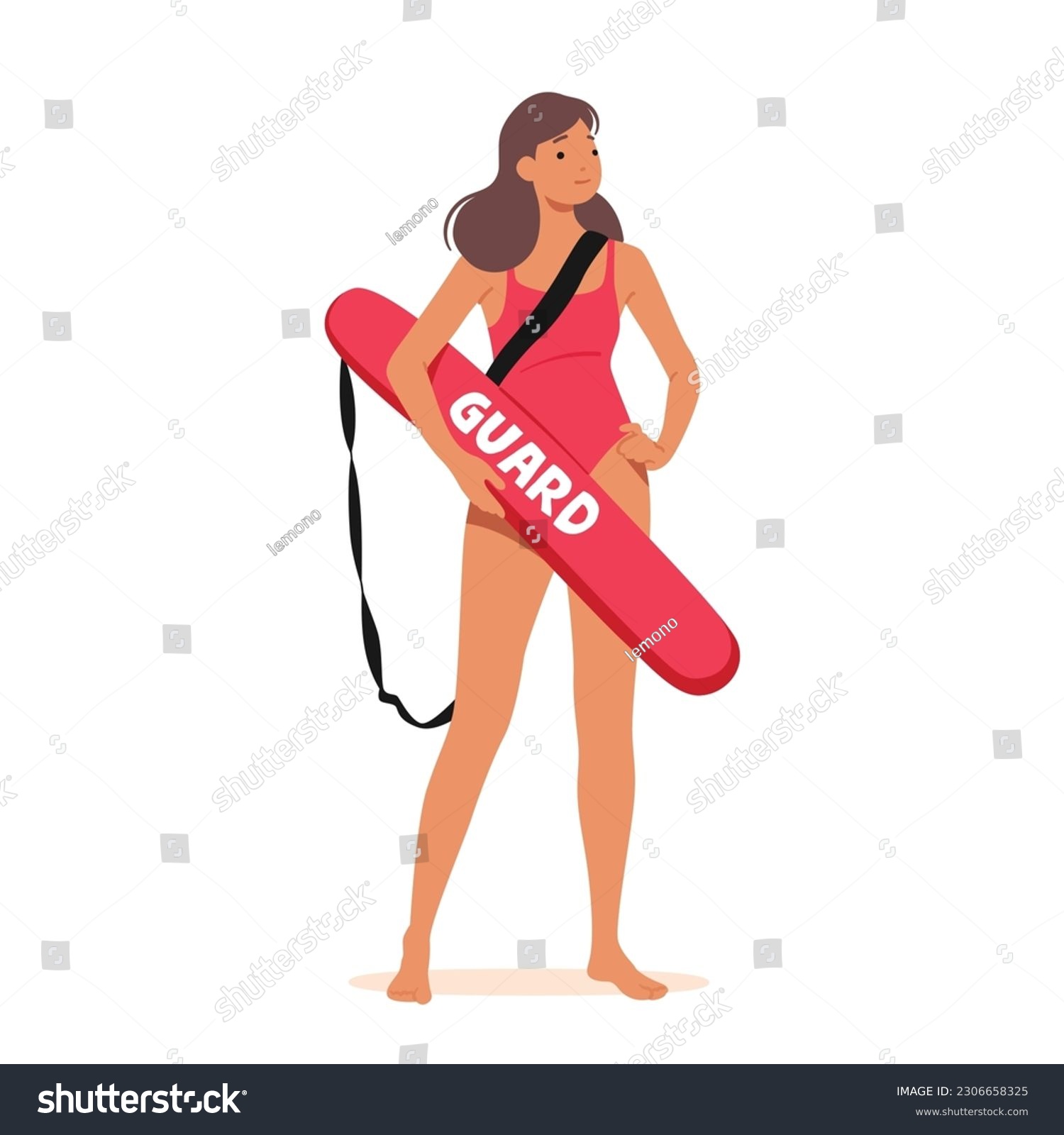 Experienced Female Lifeguard Character Ensuring - Royalty Free Stock ...