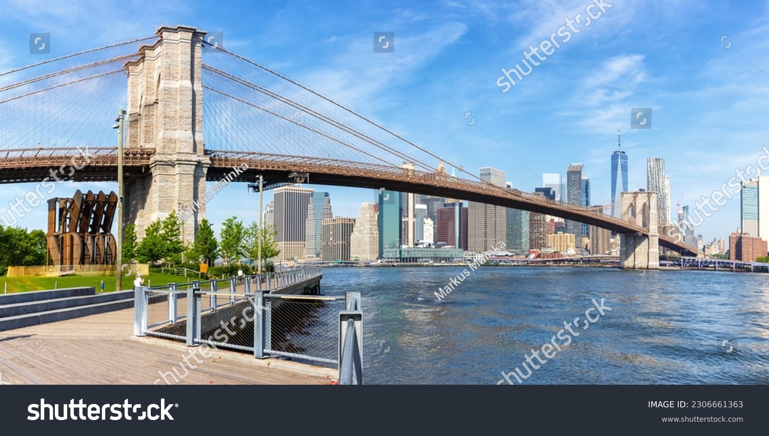 New York City skyline of Manhattan with Brooklyn Bridge and World Trade Center skyscraper panorama traveling in the United States #2306661363