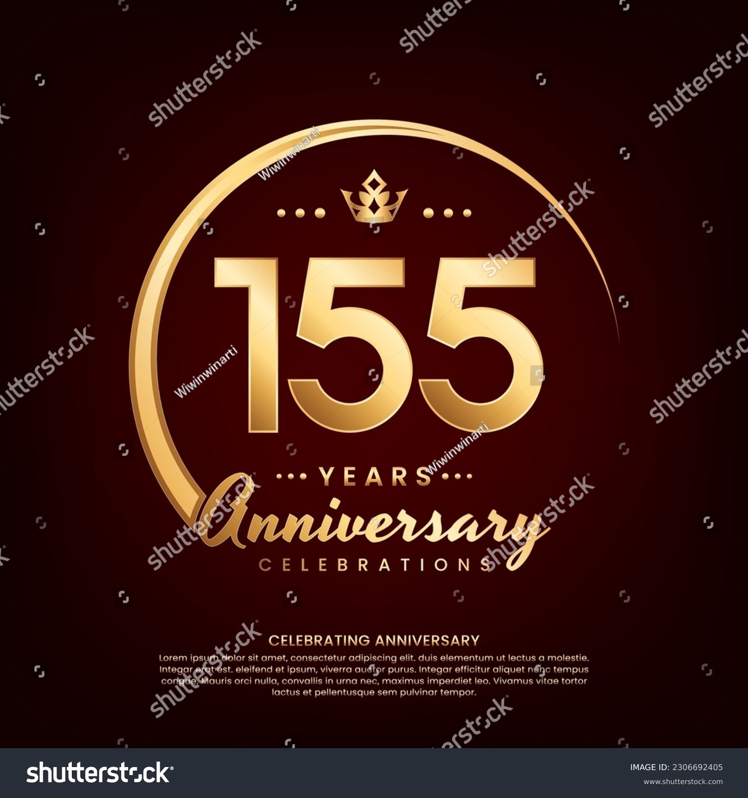 155 year anniversary template design with golden - Royalty Free Stock ...