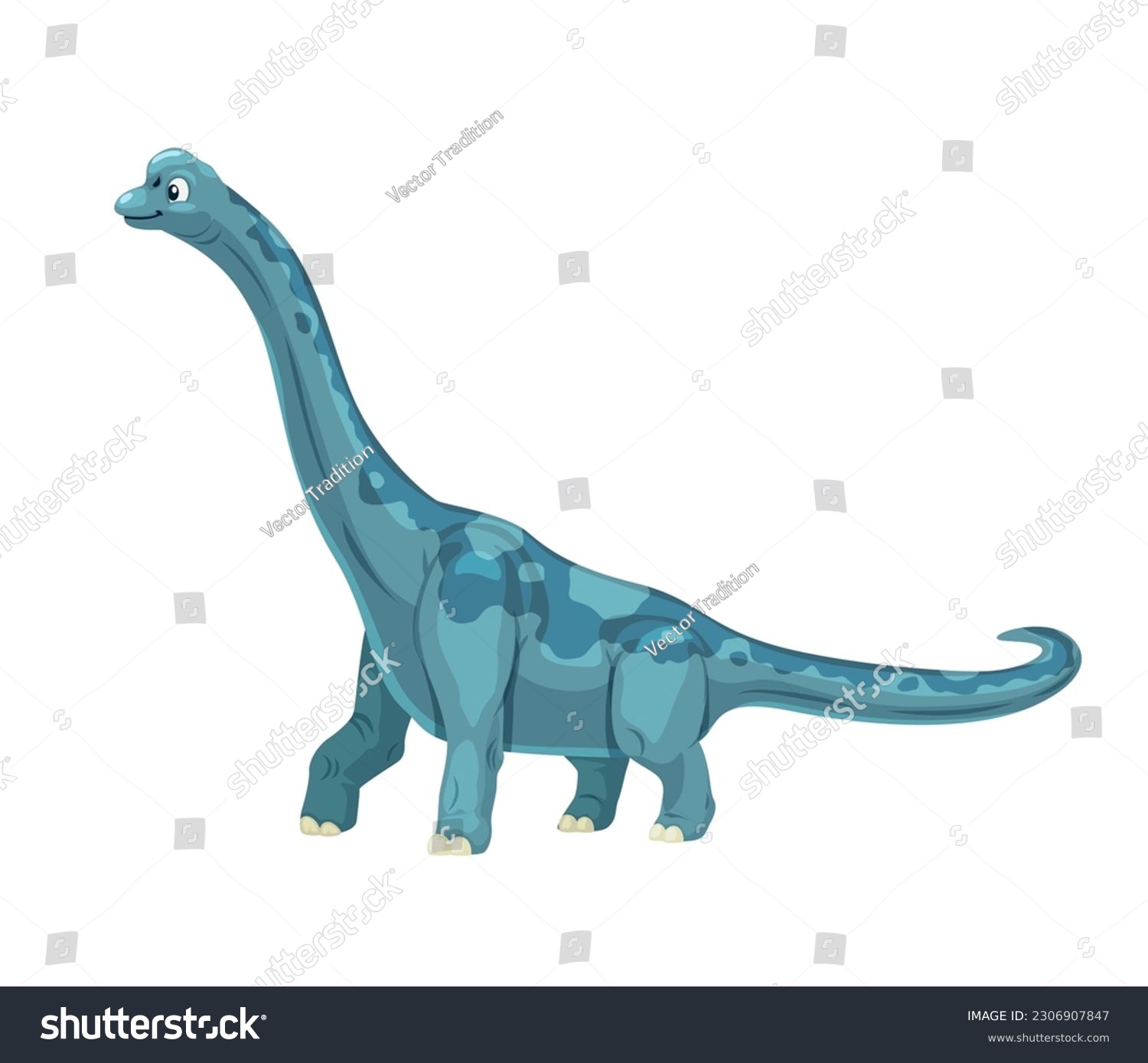 Cartoon Brachiosaurus dinosaur character. - Royalty Free Stock Vector ...