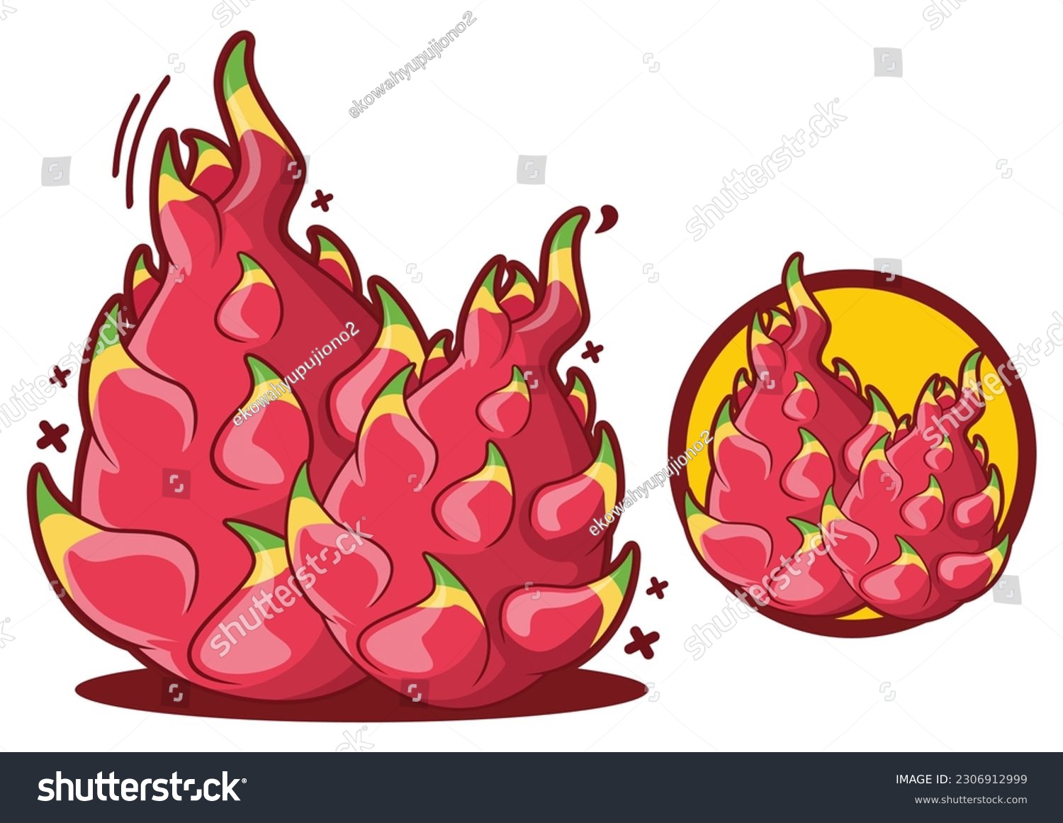 Dragon fruit icon vector cartoon illustration - Royalty Free Stock ...