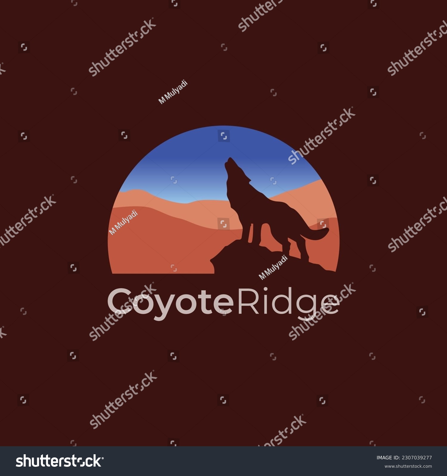 Coyote ridge logo, featuring coyote and high - Royalty Free Stock ...