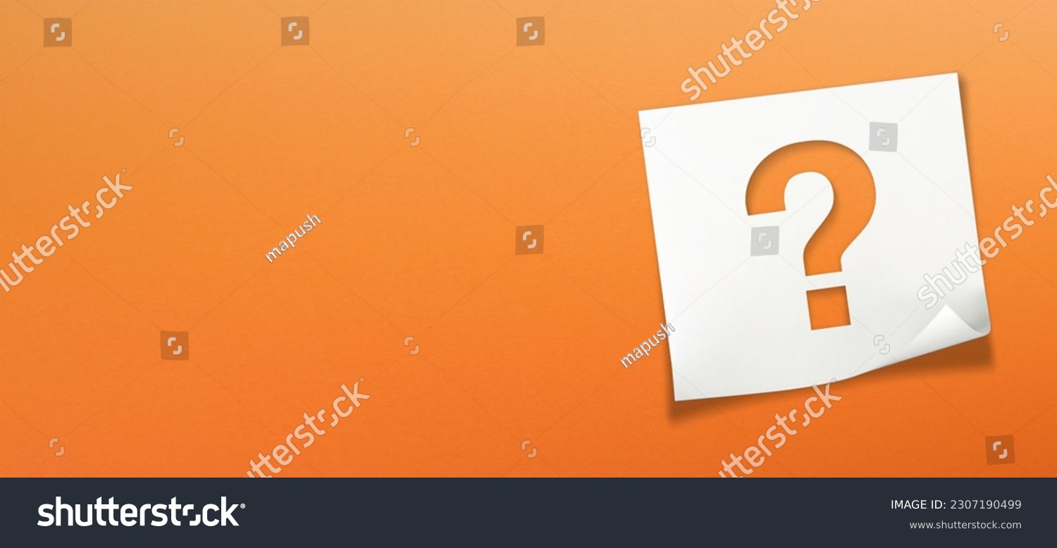 Note paper with question mark on orange background	 #2307190499