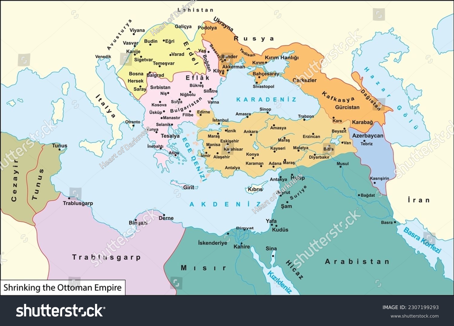 Shrinking the Ottoman Empire map - Royalty Free Stock Vector 2307199293 ...