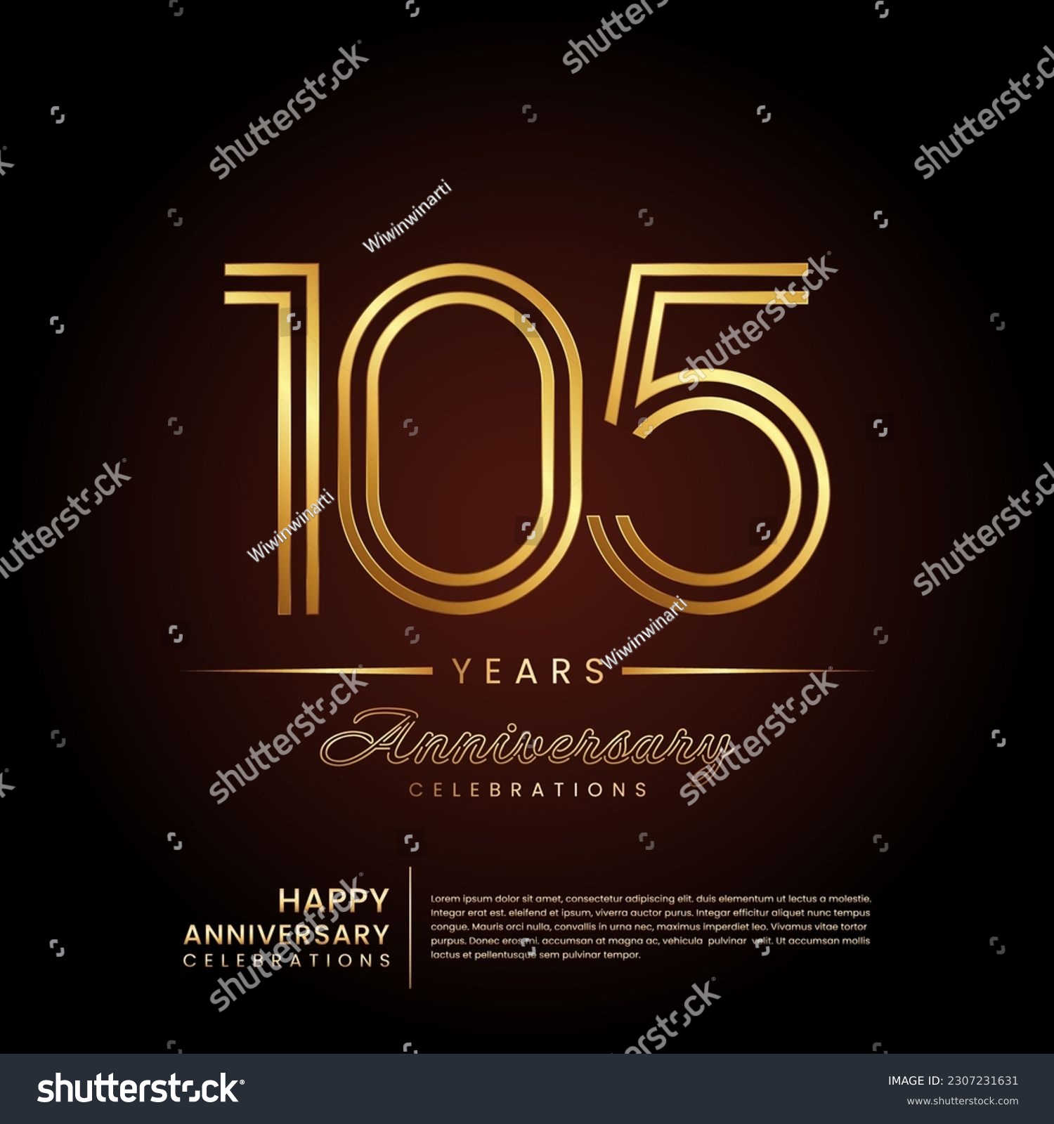 105 years anniversary, anniversary template - Royalty Free Stock Vector ...