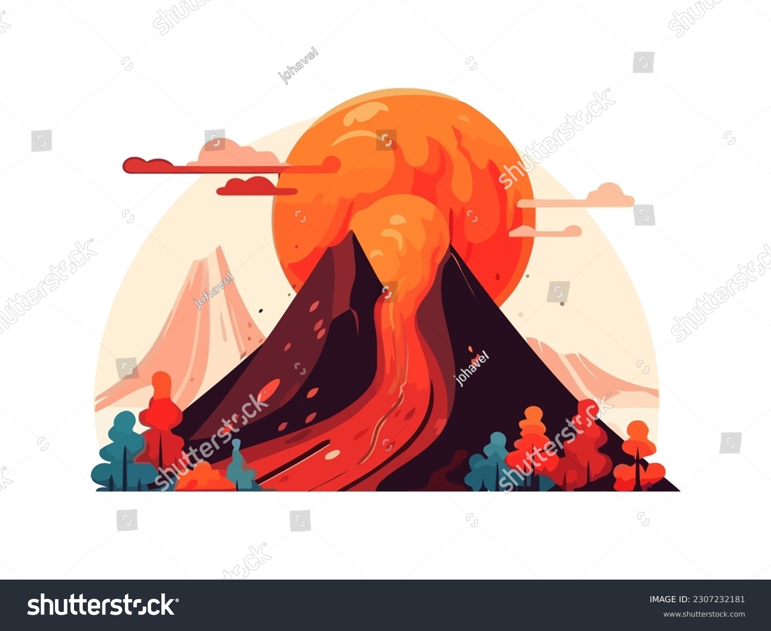 Volcano Eruption And Lava Drawing Icon Isolated Royalty Free Stock Vector 2307232181 3500