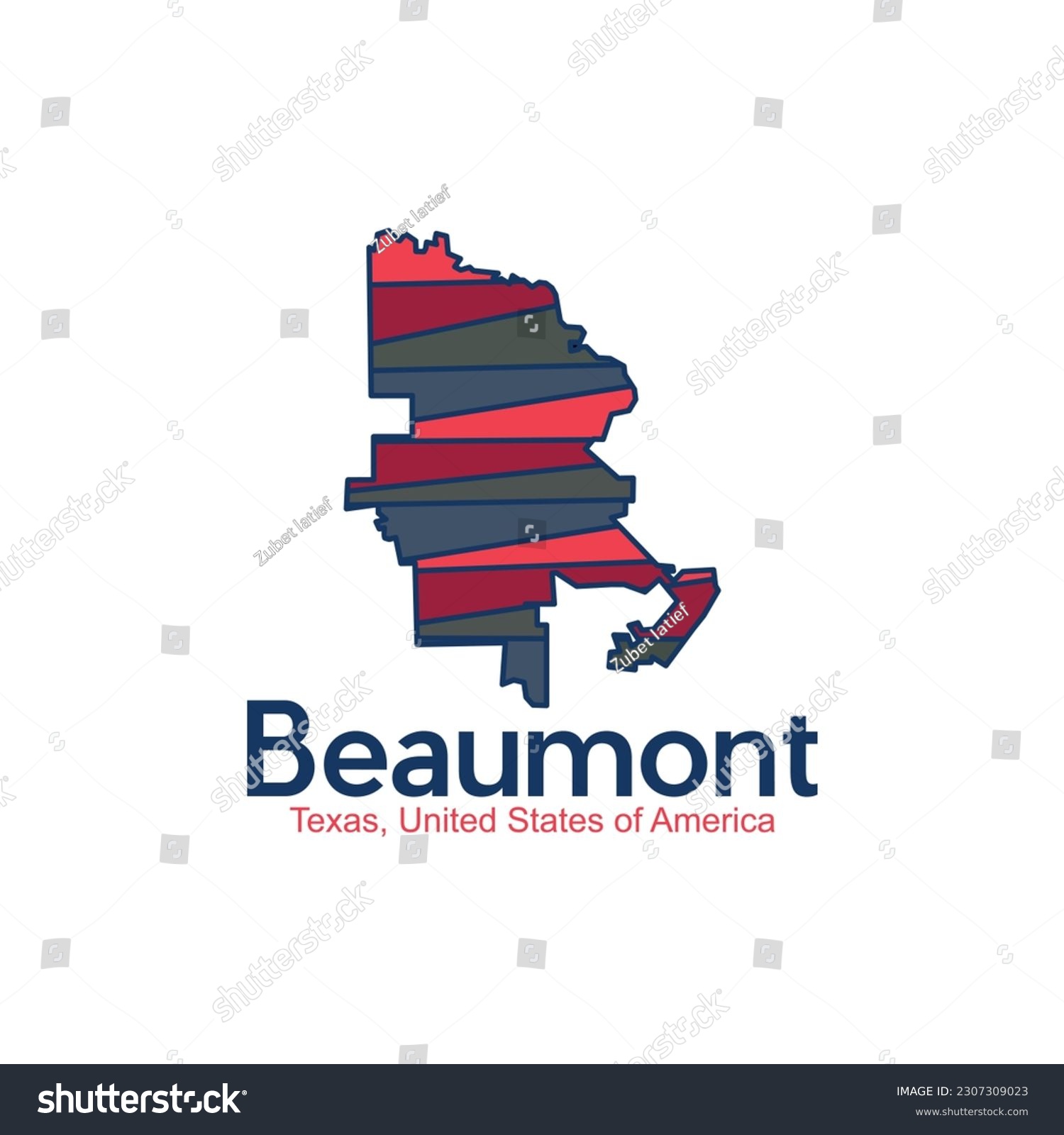 Map Of Beaumont Texas City Modern Geometric - Royalty Free Stock Vector ...