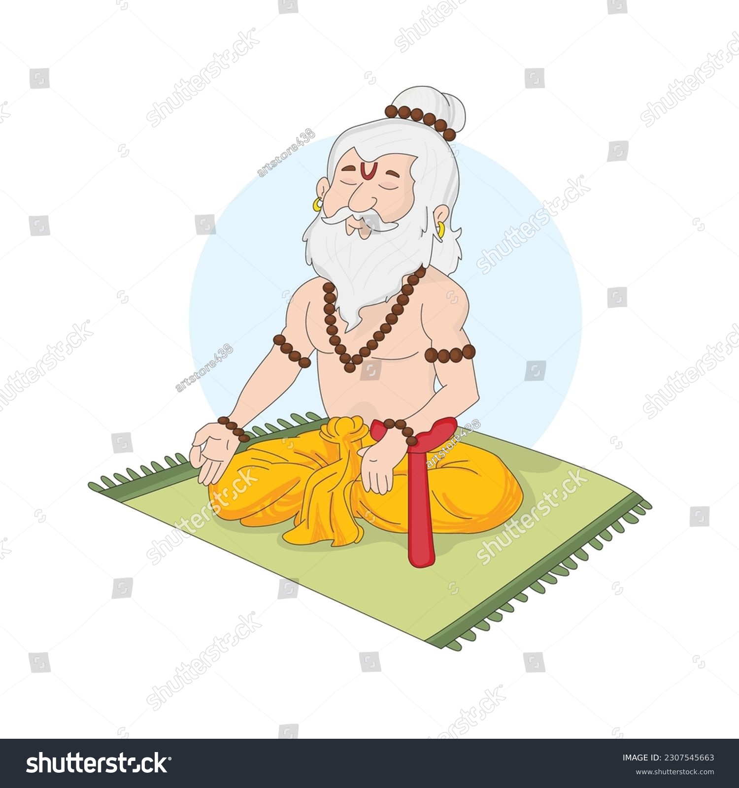 Cute cartoon Rishi muni clipart page for kids. - Royalty Free Stock ...