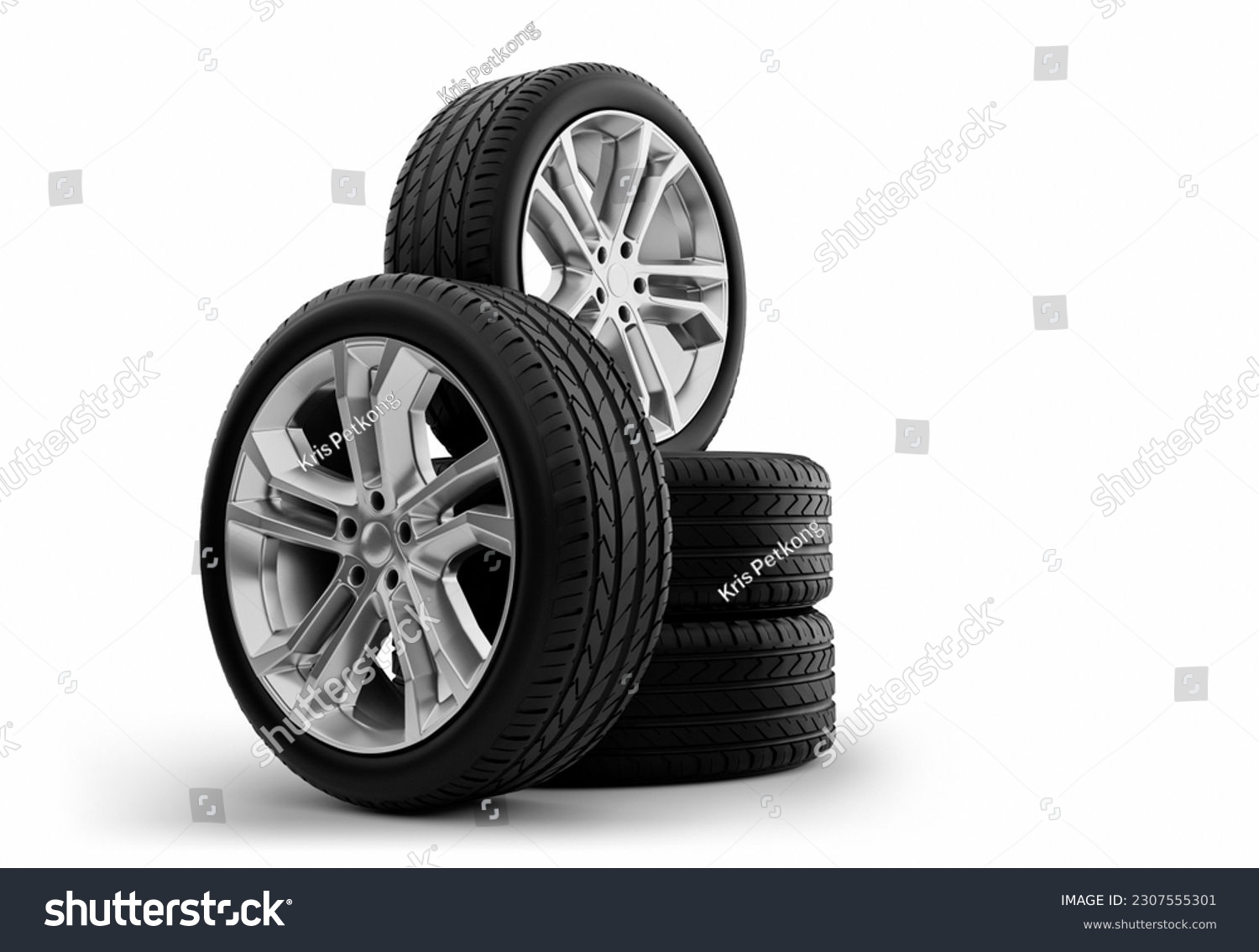 Car tires isolated on white background. Car wheels set.Wheel car, Car tire, #2307555301