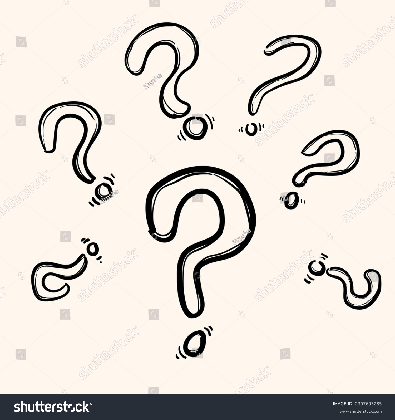 Set Of Hand Drawn Question Marks. Doodle - Royalty Free Stock Vector ...