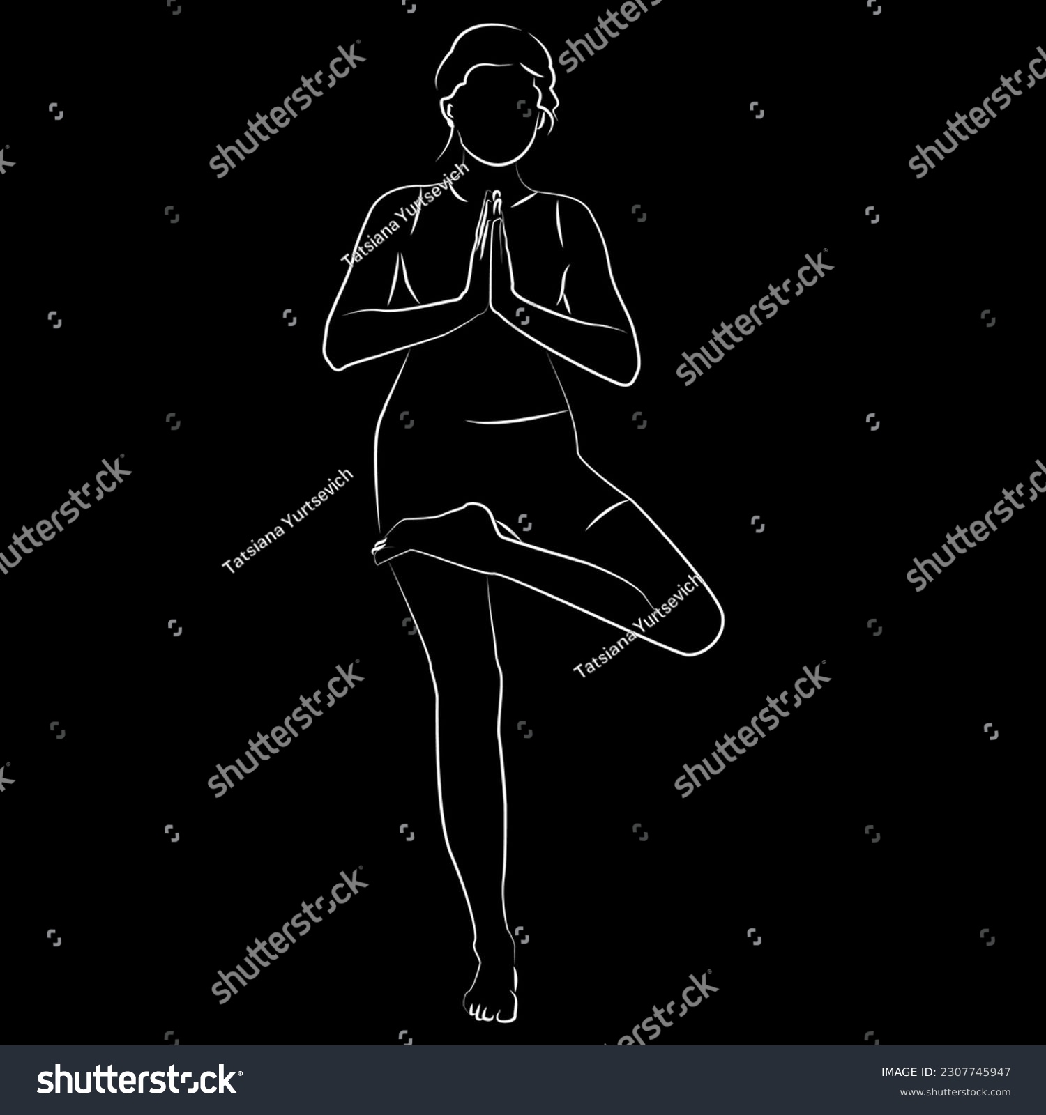 tree poses yoga vrikshasana sport - Royalty Free Stock Vector ...