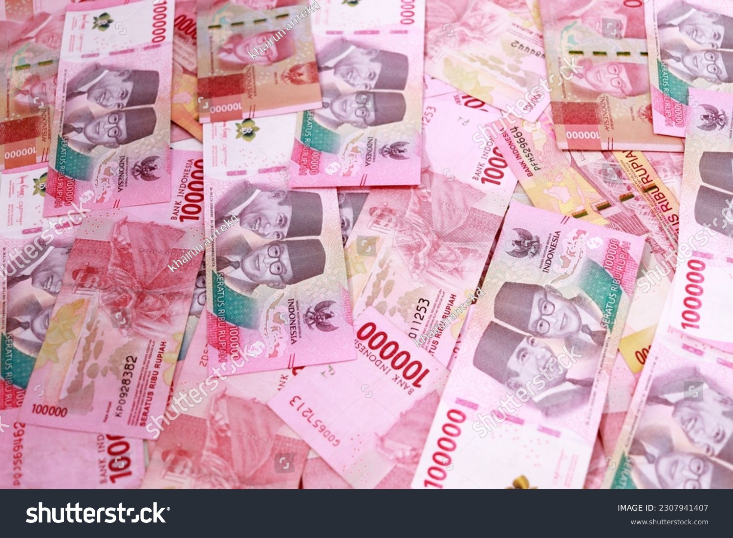 Indonesian rupiah banknotes series with the value of one hundred thousand rupiah IDR 100.000 issued since 2022, Indonesian rupiah for background #2307941407