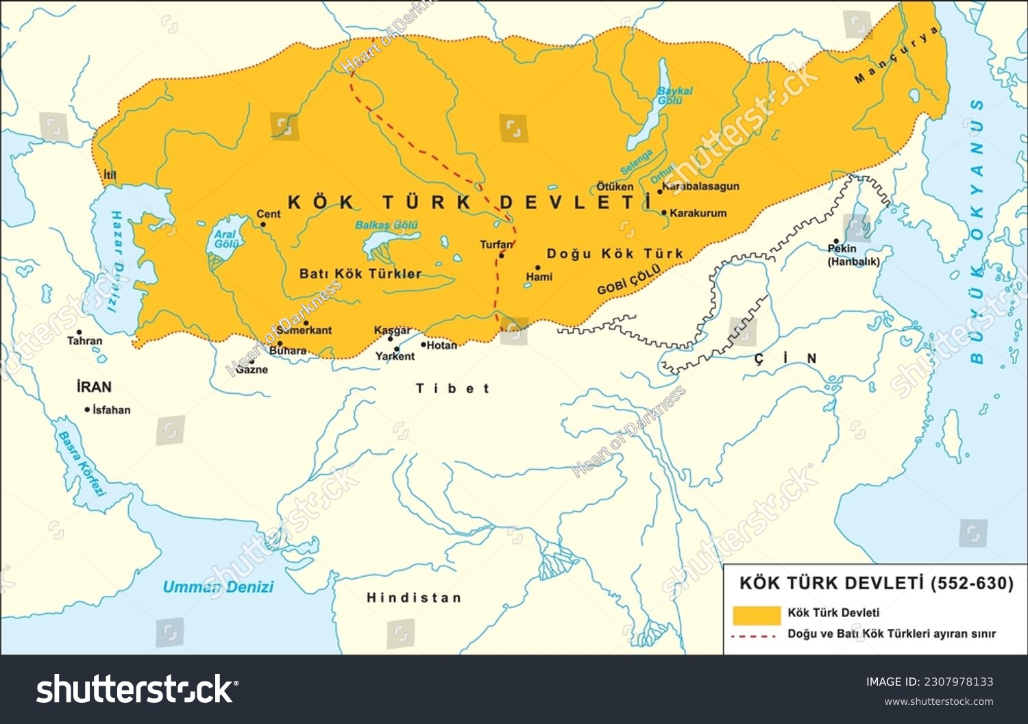 Map showing the borders of the first Turkic - Royalty Free Stock Vector ...