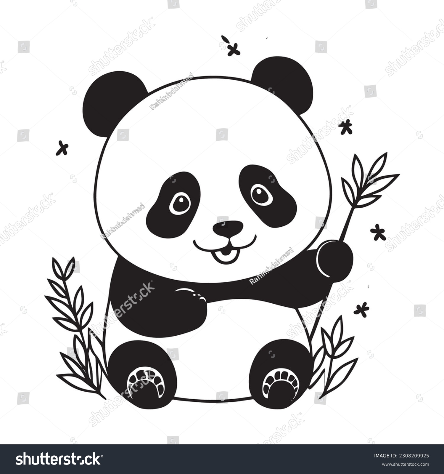 panda clipart vector illustration, panda clipart - Royalty Free Stock ...