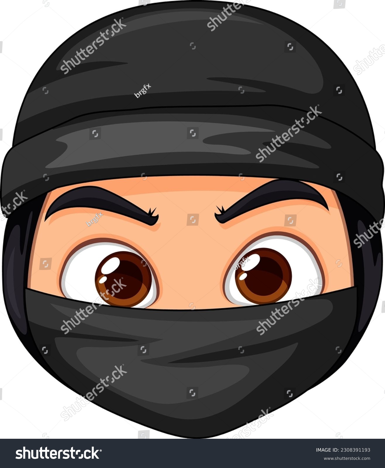 Asian Ninja Cartoon Character Illustration Royalty Free Stock Vector