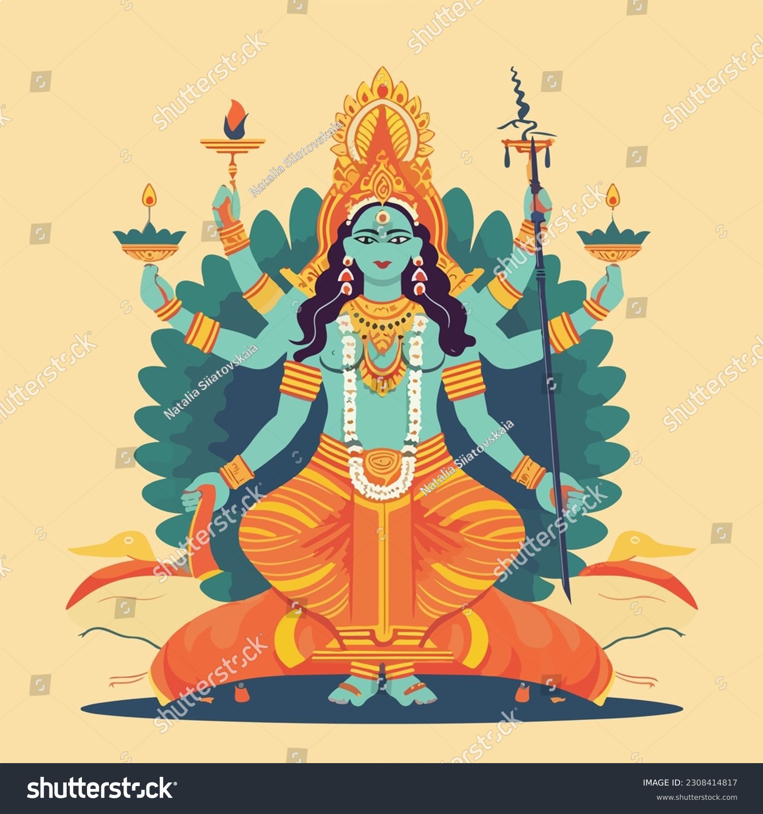 Lord Vishnu, Hiduism, flat vetor illustration - Royalty Free Stock ...