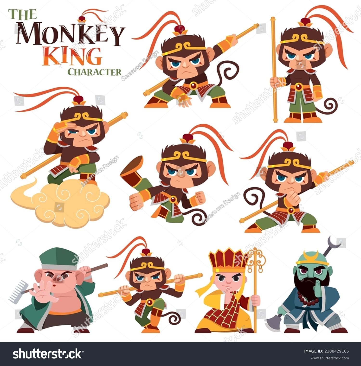 Vector illustration of Cartoon Monkey king - Royalty Free Stock Vector ...