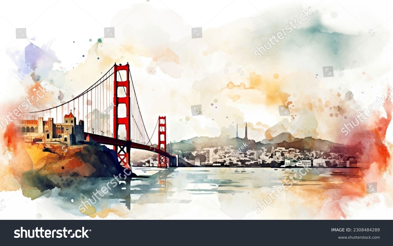 united states, san francisco watercolor painting - Royalty Free Stock ...