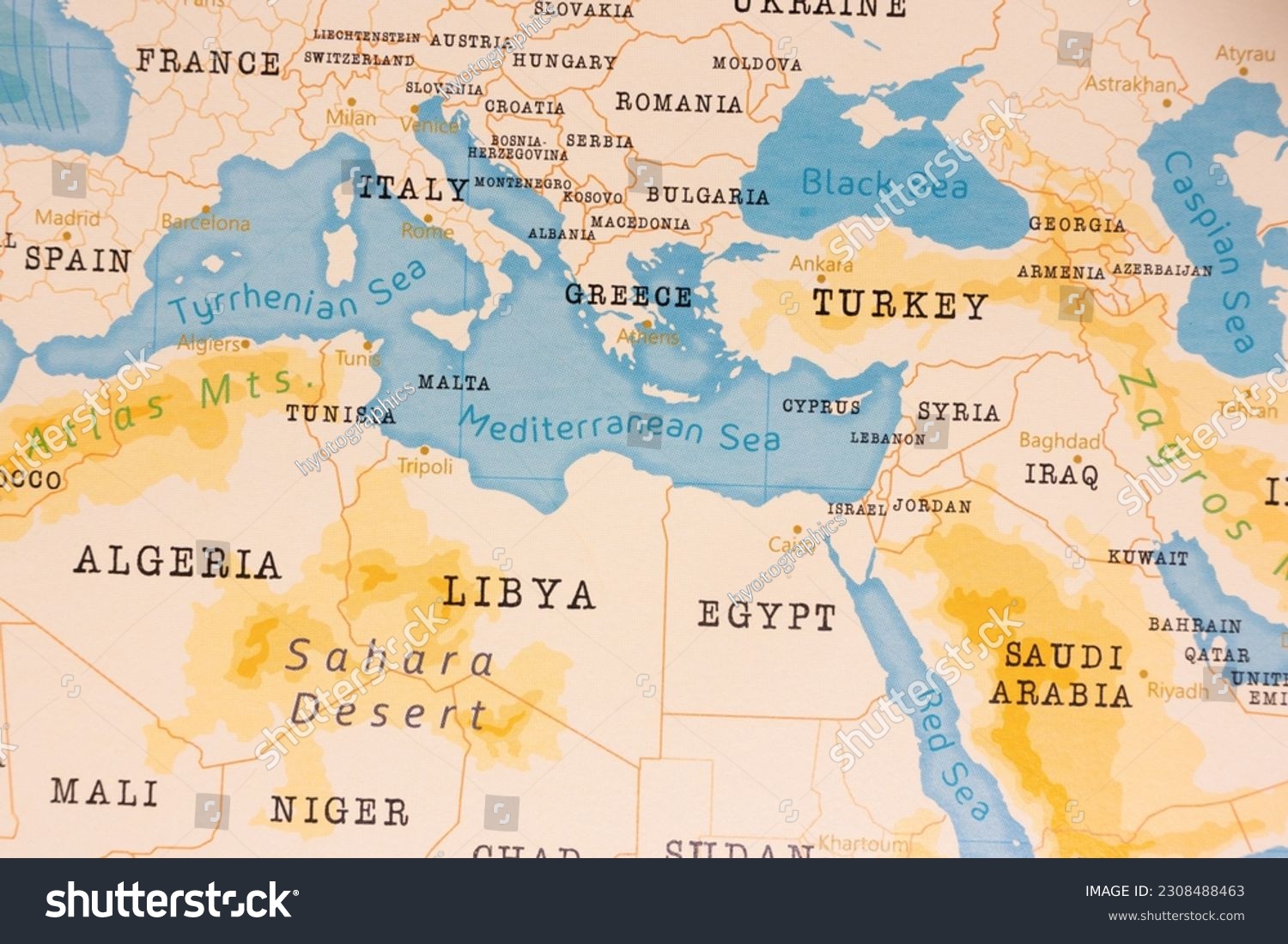 The Realistic Map of Mediterranean Sea. #2308488463