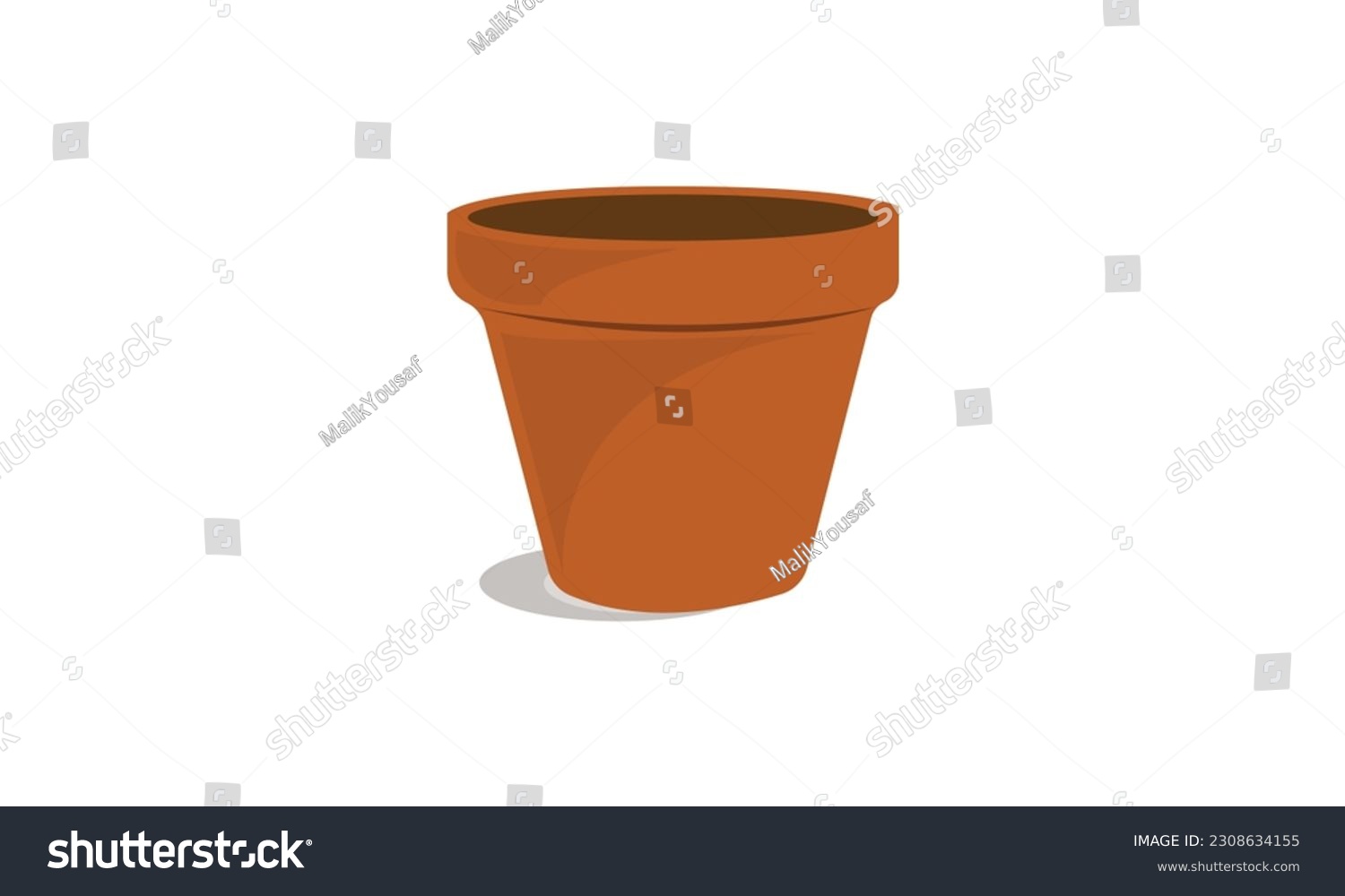 Brown Flower Pot Isolated on white #2308634155