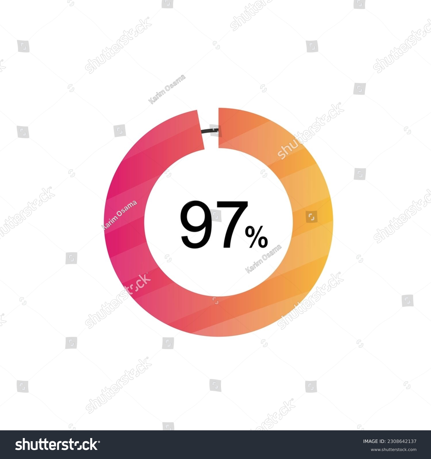 97 Out Of 150 As A Percentage 97 Percentage diagrams, pie chart for Your - Royalty Free Stock Vector