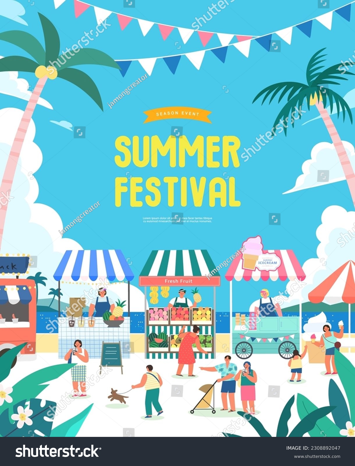 summer holidays vacation Web Banner illustration #2308892047