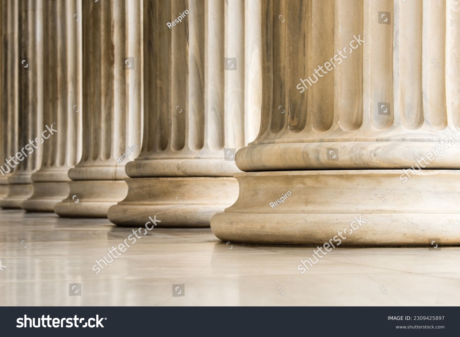 Architectural detail of marble ionic order columns #2309425897