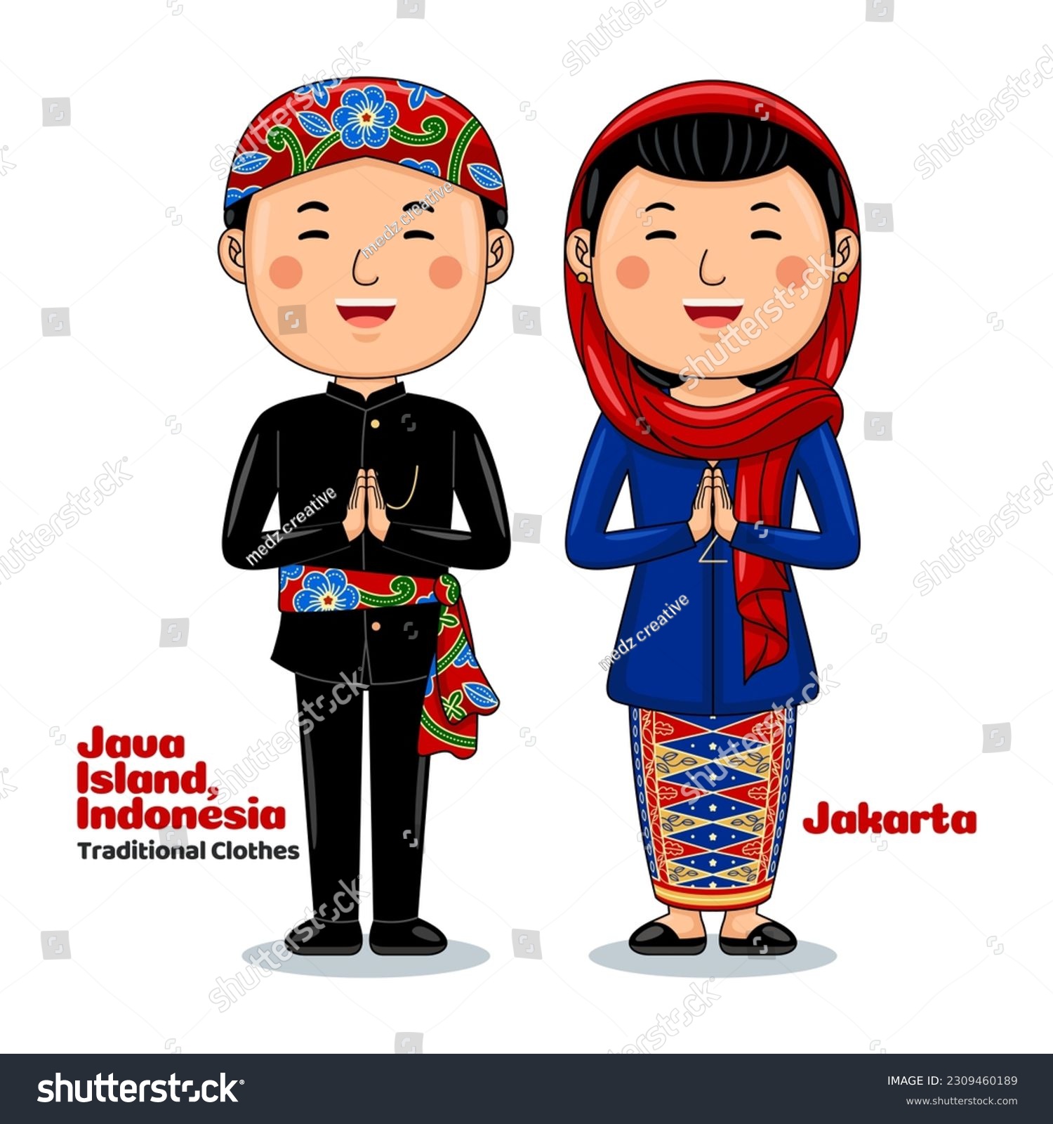 Couple wear Traditional Clothes greetings - Royalty Free Stock Vector ...