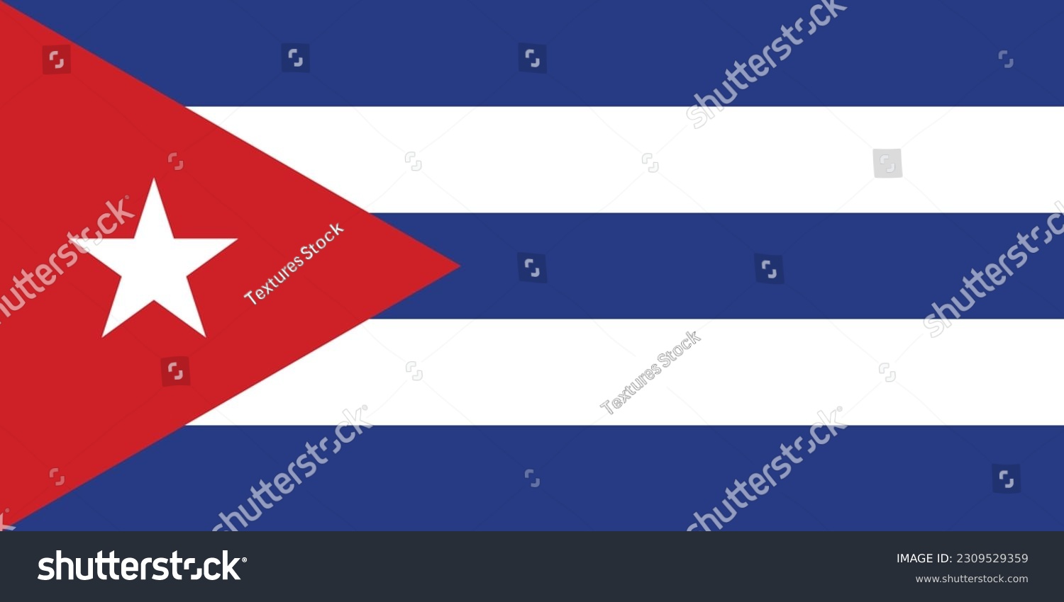 The flag of Cuba. Flag icon. Standard color. Standard size. Rectangular flag. Computer illustration. Digital illustration. Vector illustration. #2309529359